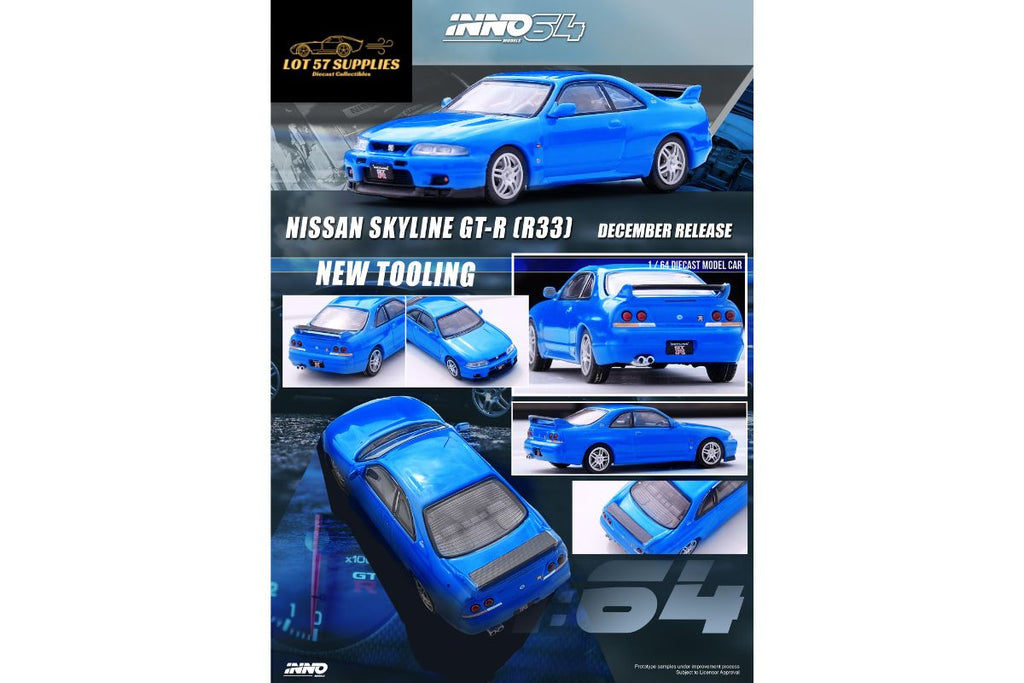 INNO64 Nissan Skyline GT-R R33 Blue 1:64