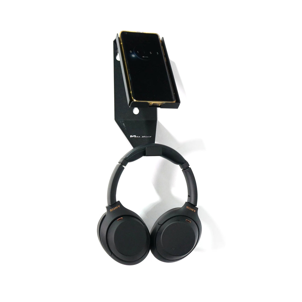 Wall Mount Phone Holder and Headphone Rack