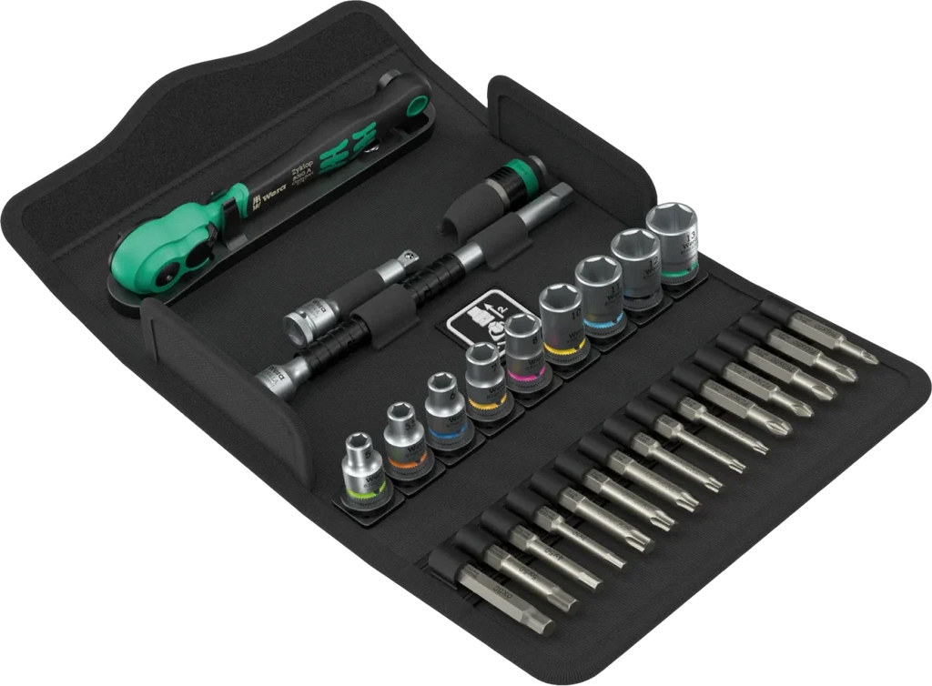 Wera 8100 SA 14 Zyklop Comfort Ratchet Set, 1/4" Drive, Metric, 28 Piece (05005541001)