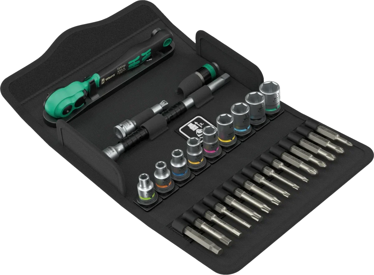 Wera 8100 SA 14 Zyklop Comfort Ratchet Set, 1/4" Drive, Metric, 28 Piece (05005541001)