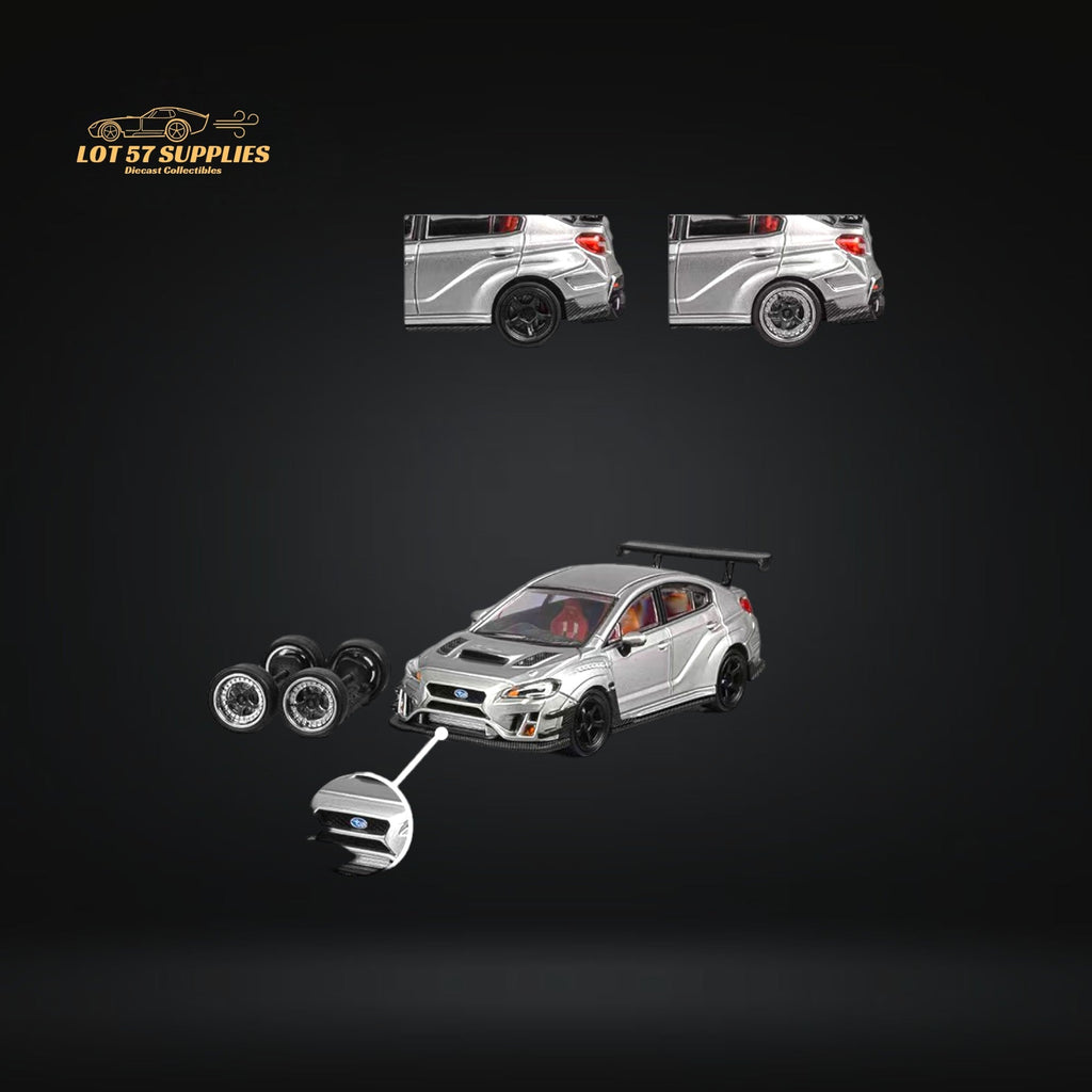 CM Model Subaru WRX STI Varis Widebody Silver 1:64
