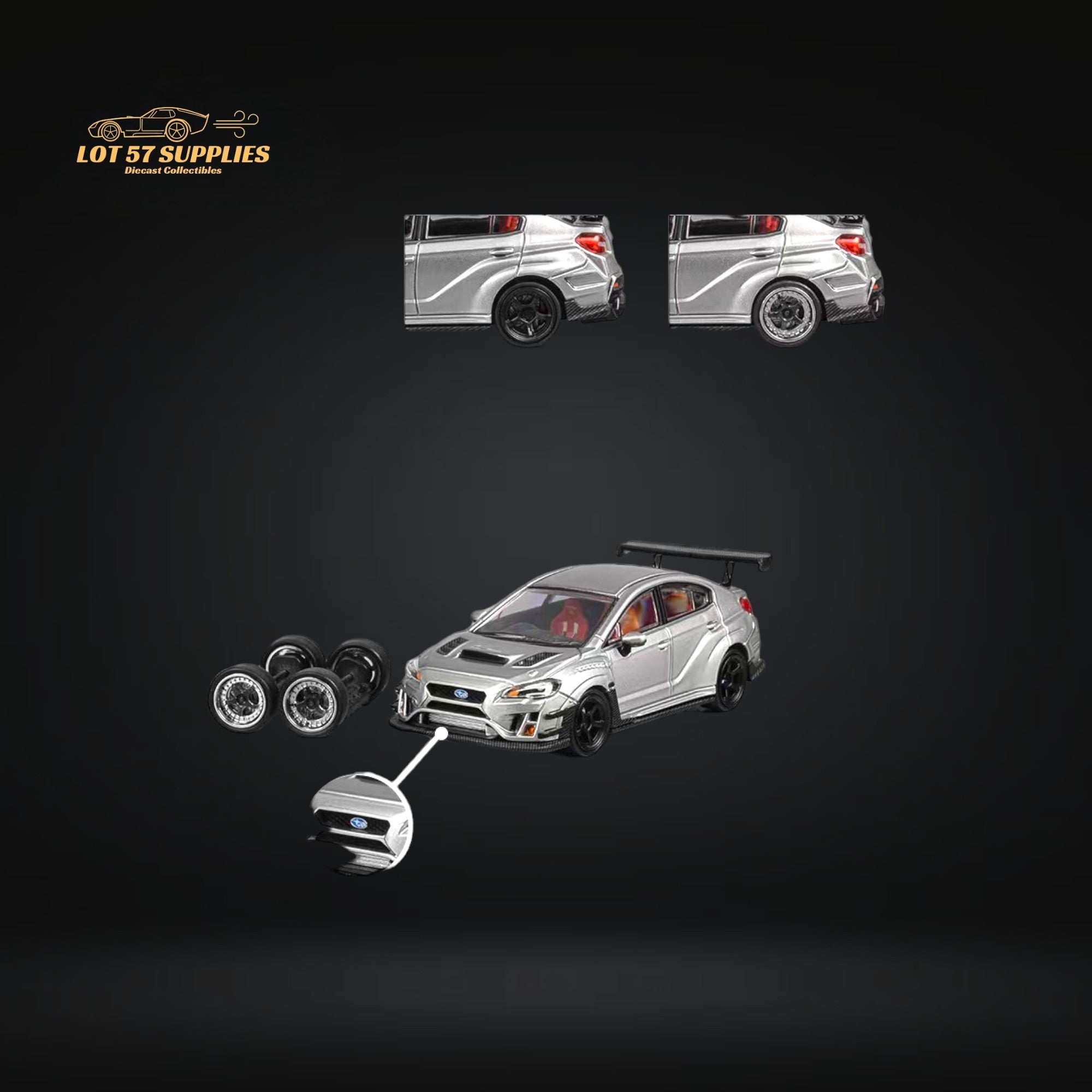 CM Model Subaru WRX STI Varis Widebody Silver 1:64