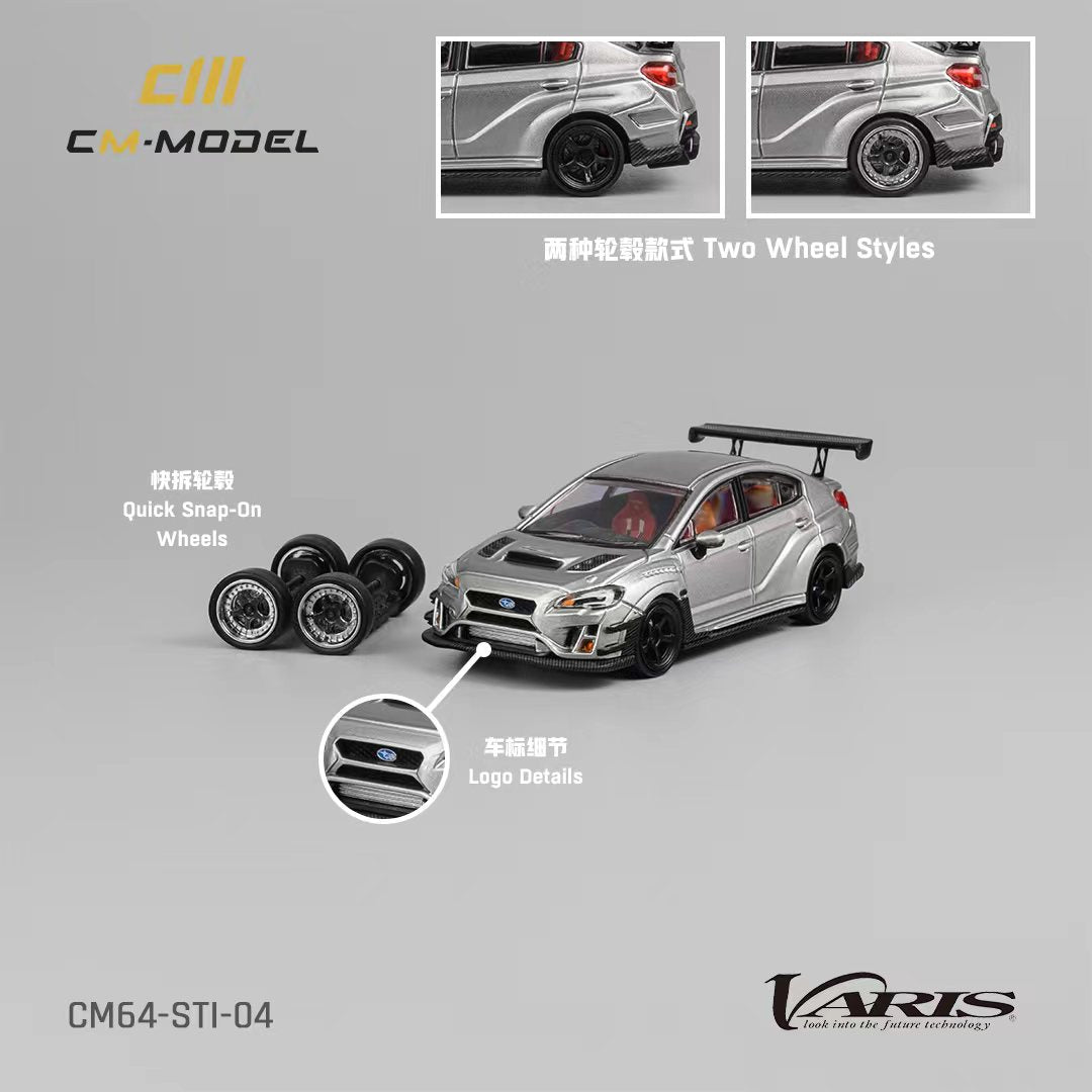 CM Model Subaru WRX STI Varis Widebody Silver 1:64