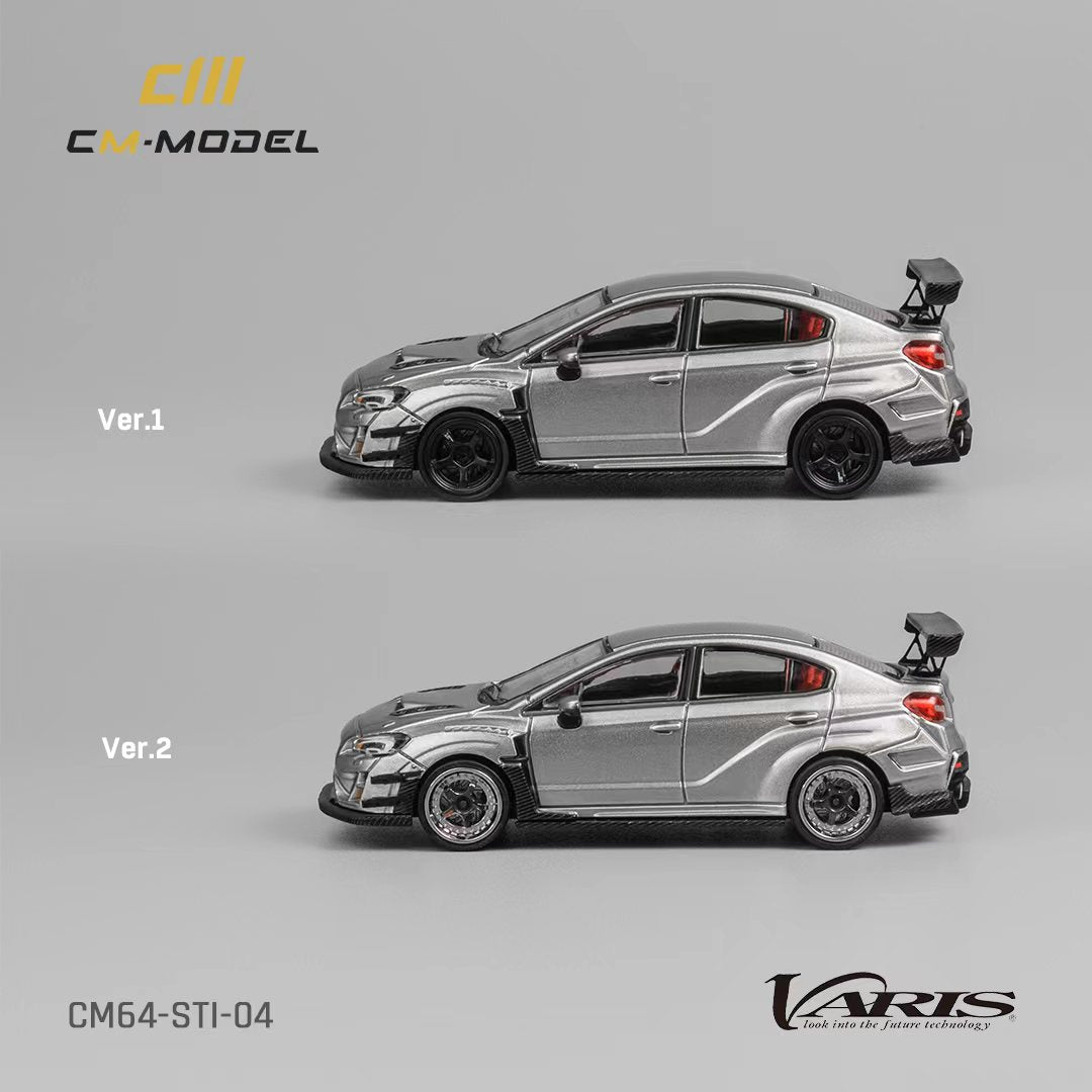 CM Model Subaru WRX STI Varis Widebody Silver 1:64