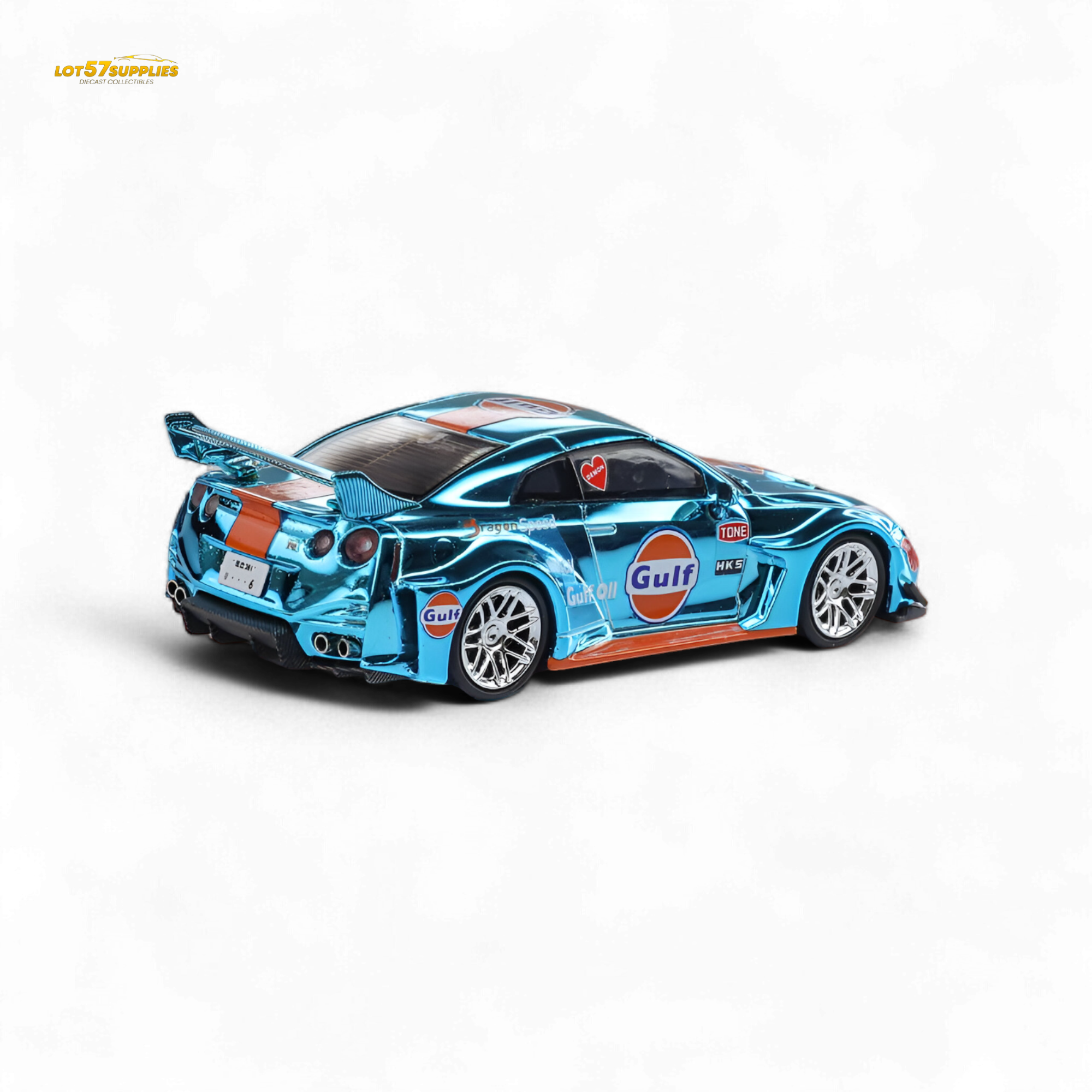 DEMON KING Auto LBWK Nissan GT-R R35 Chrome Gulf 1:64