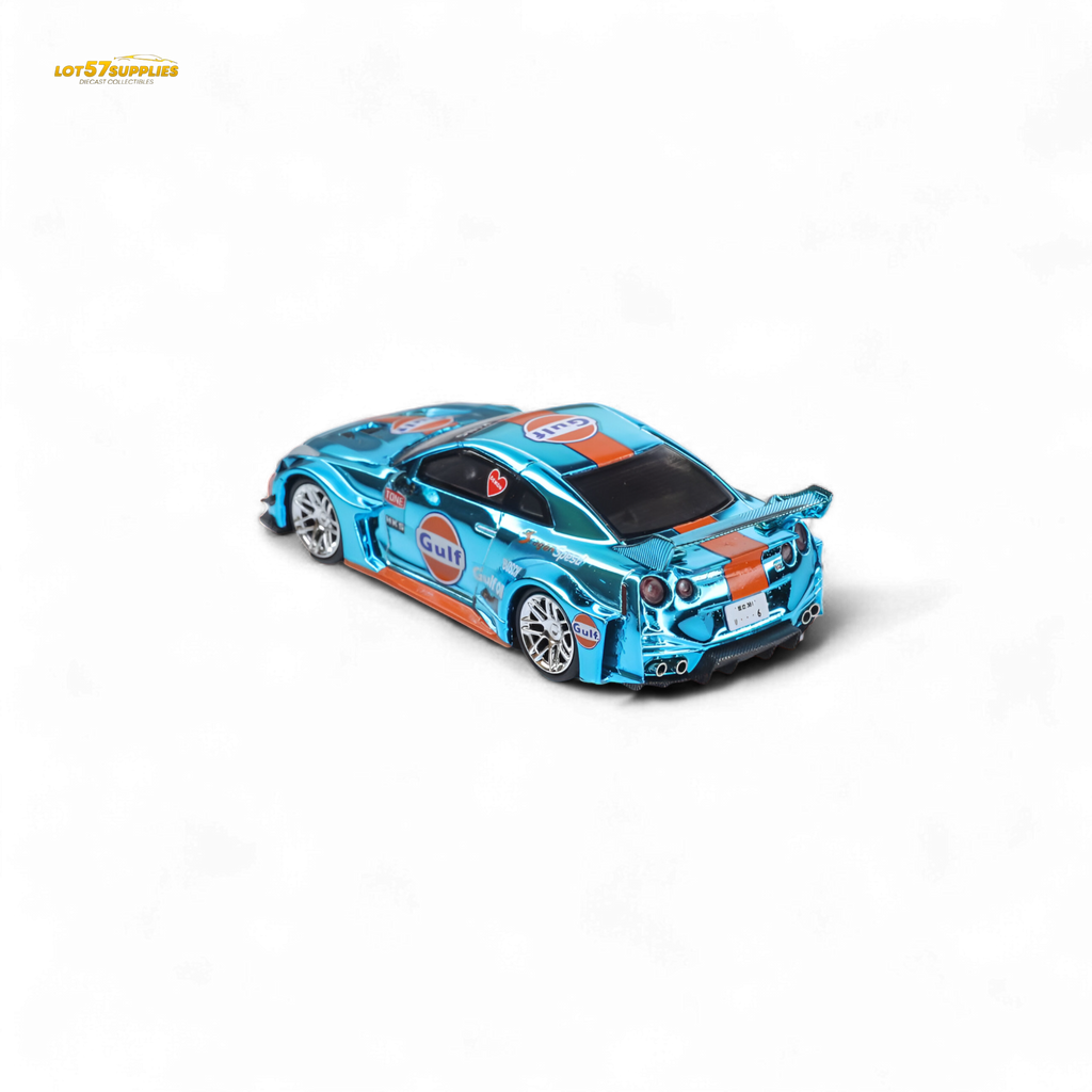 DEMON KING Auto LBWK Nissan GT-R R35 Chrome Gulf 1:64