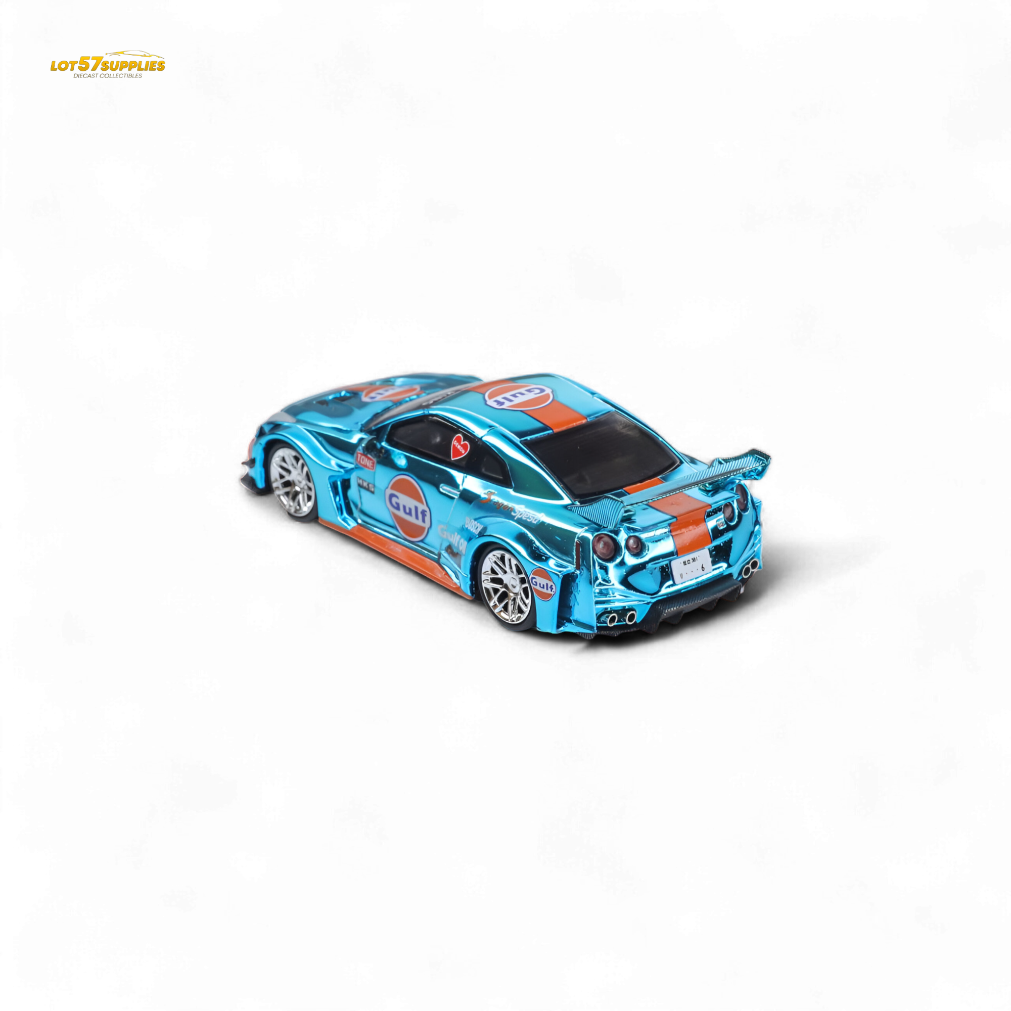 DEMON KING Auto LBWK Nissan GT-R R35 Chrome Gulf 1:64