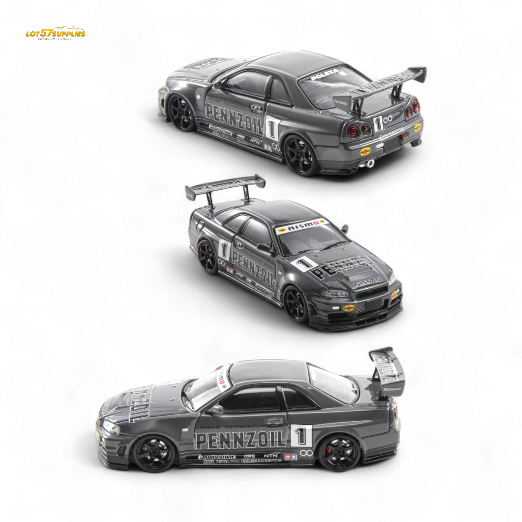 Fast Speed Skyline GT-R R34 Nismo Z-Tune Pennzoil Grey 1:64