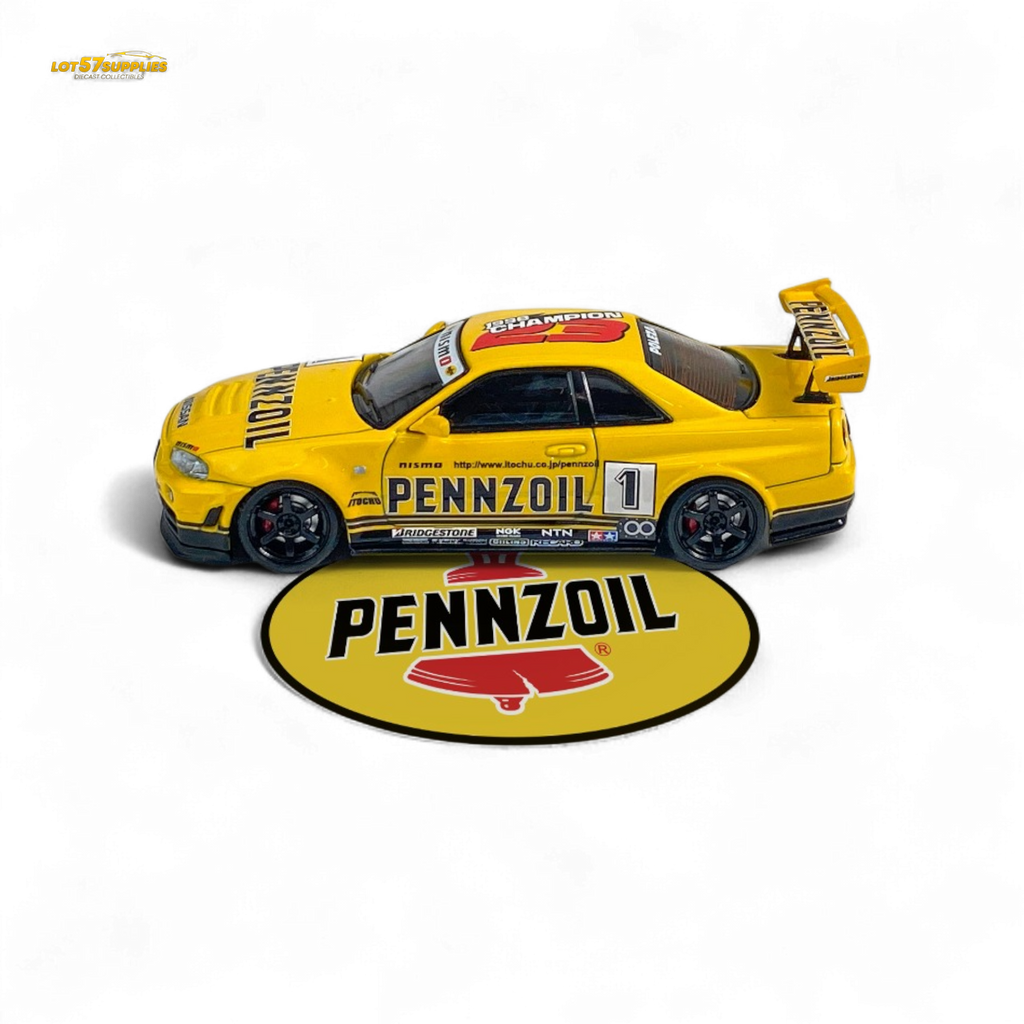 Fast Speed Skyline GT-R R34 Nismo Z-Tune Pennzoil #1 Yellow 1:64