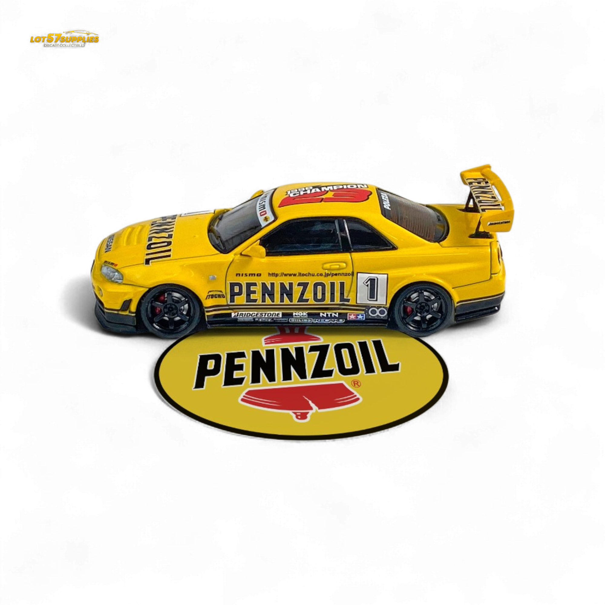 Fast Speed Skyline GT-R R34 Nismo Z-Tune Pennzoil #1 Yellow 1:64