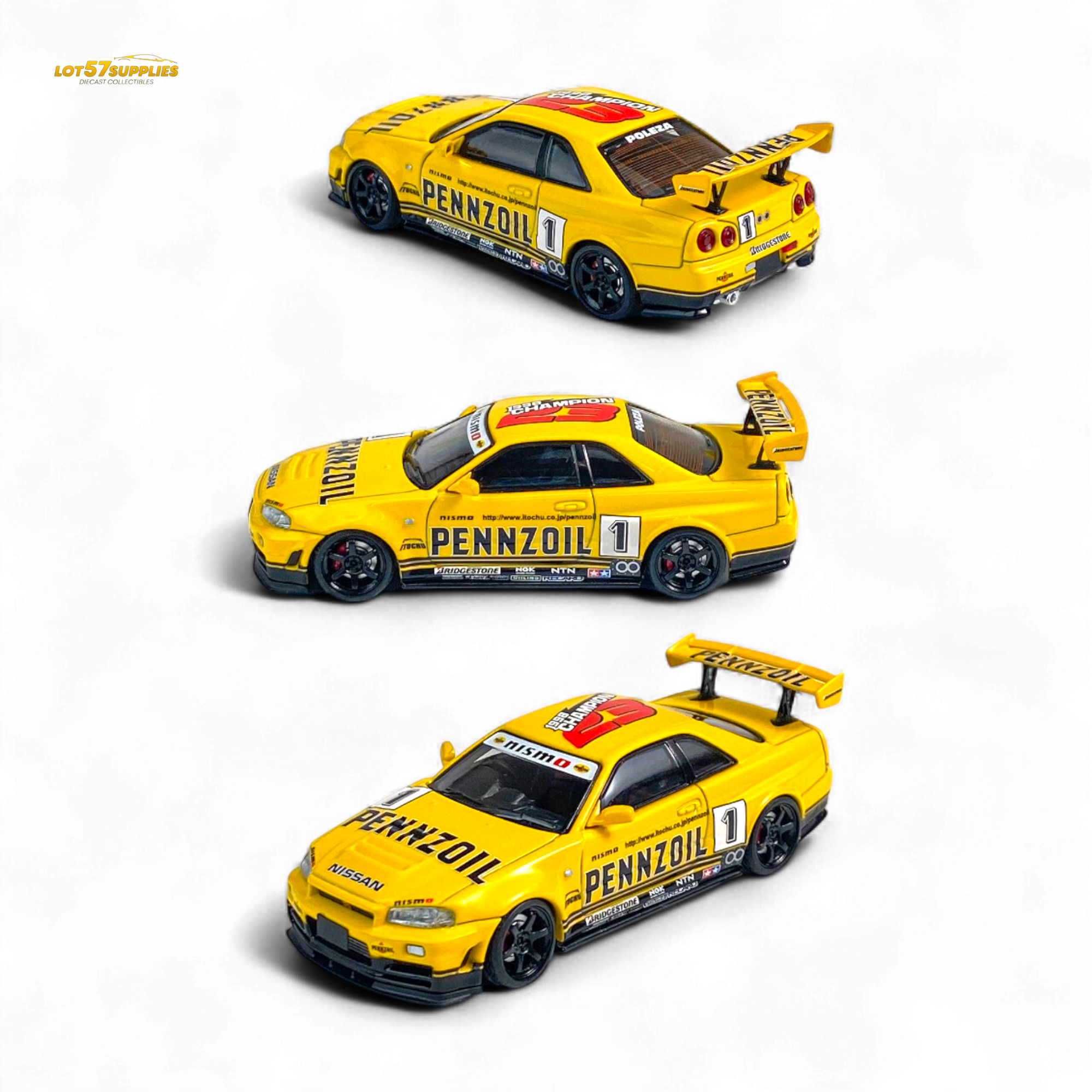 Fast Speed Skyline GT-R R34 Nismo Z-Tune Pennzoil #1 Yellow 1:64