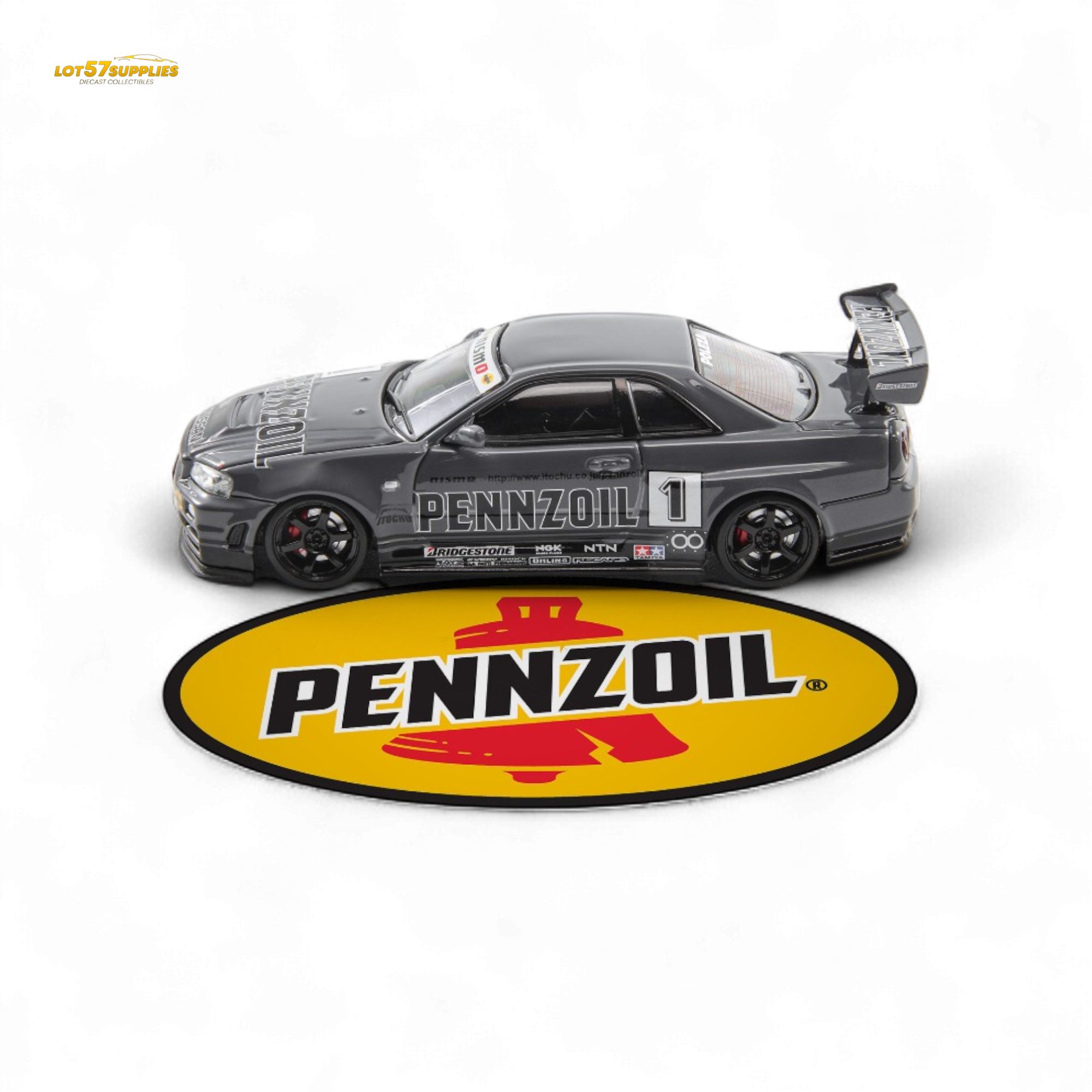 Fast Speed Skyline GT-R R34 Nismo Z-Tune Pennzoil Grey 1:64
