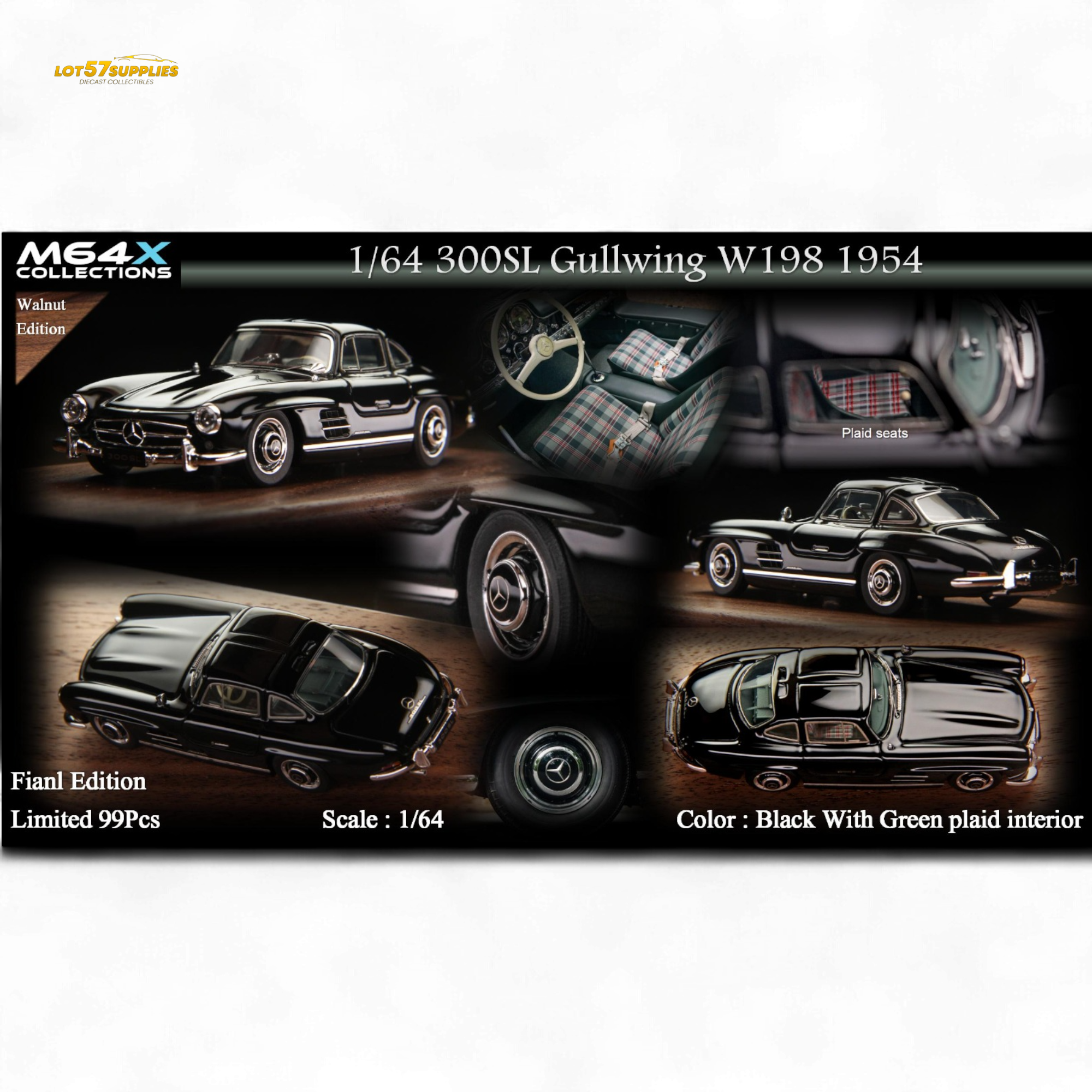 M64X Mercedes-Benz 300SL W198 1954 Final Edition Black 1:64