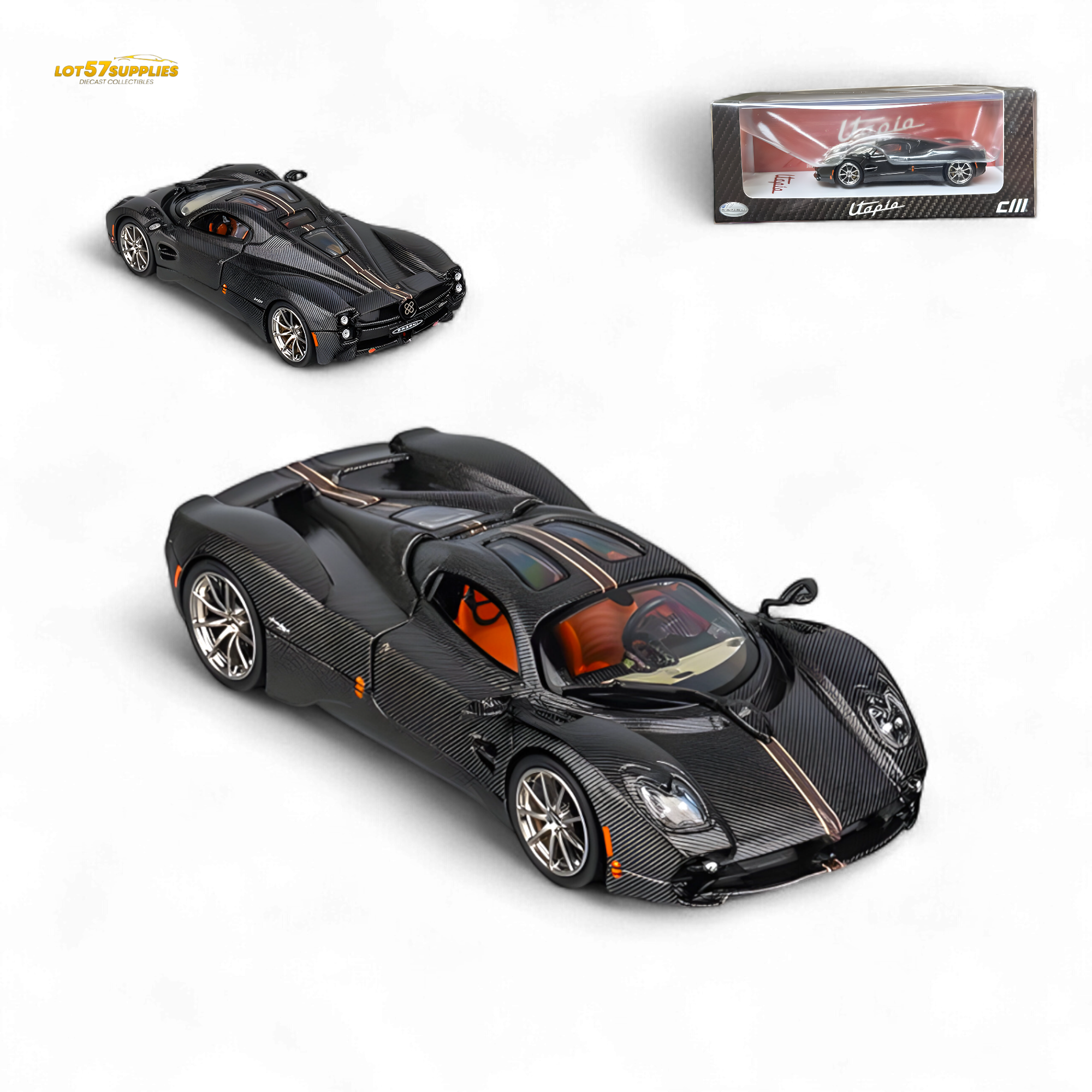 CM Model Pagani Utopia Fullcarbon Red Stripe 1:64