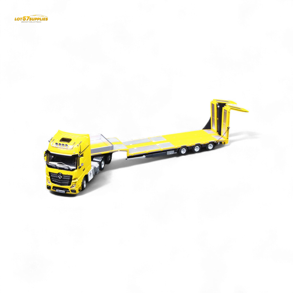 TimeMicro & Perka BENZ FLATBED TRANSPORT VEHICLE Yellow 1:64