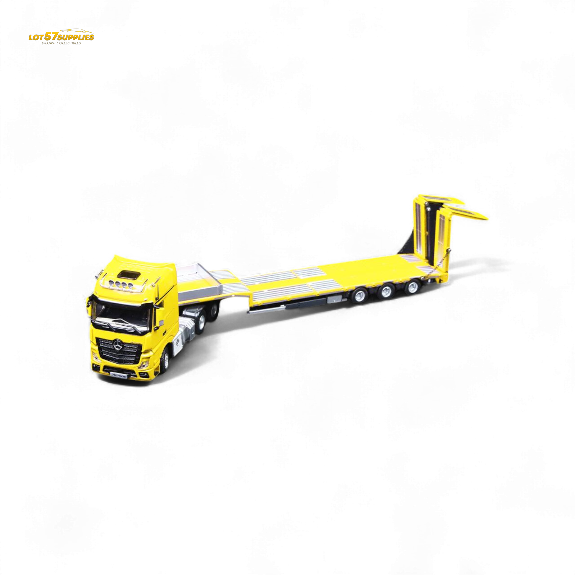 TimeMicro & Perka BENZ FLATBED TRANSPORT VEHICLE Yellow 1:64