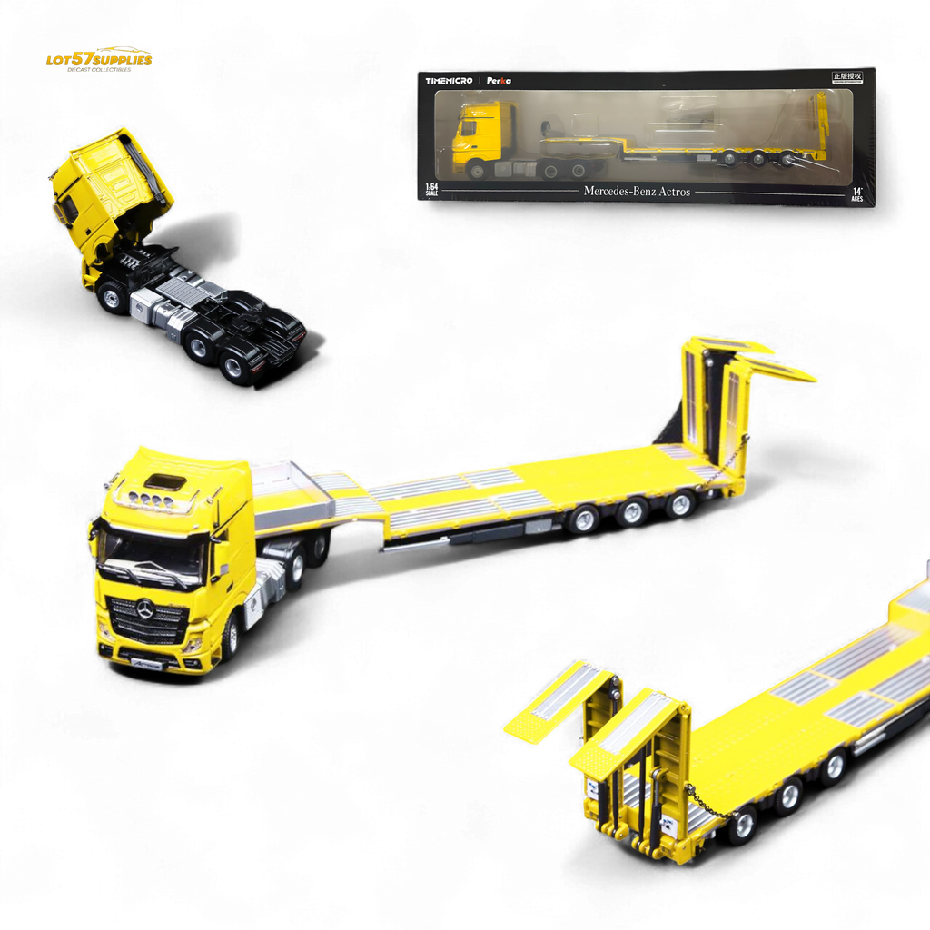 TimeMicro & Perka BENZ FLATBED TRANSPORT VEHICLE Yellow 1:64
