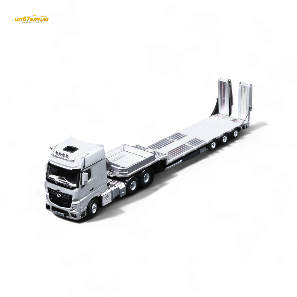 TimeMicro & Perka BENZ FLATBED TRANSPORT VEHICLE - White 1:64