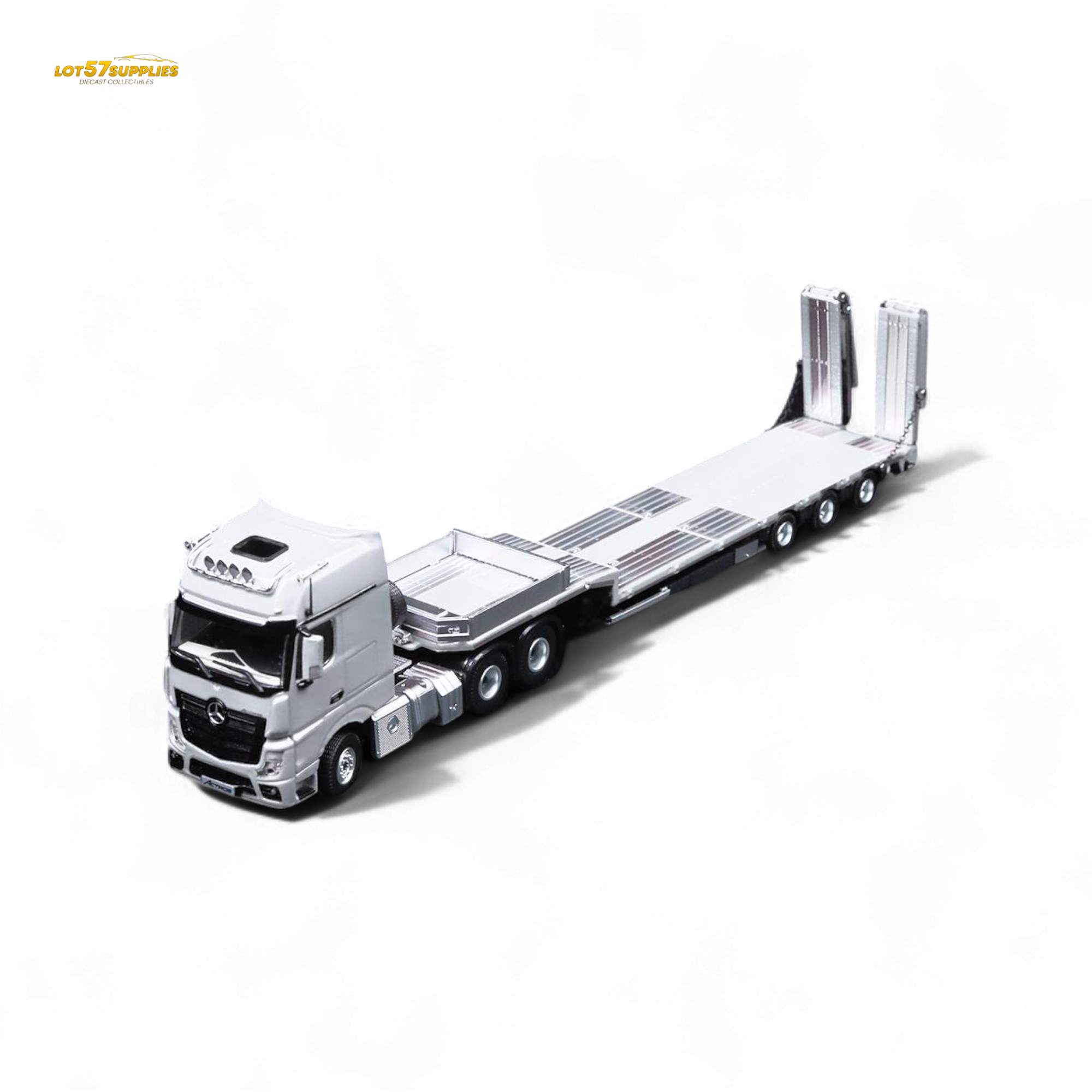 TimeMicro & Perka BENZ FLATBED TRANSPORT VEHICLE - White 1:64