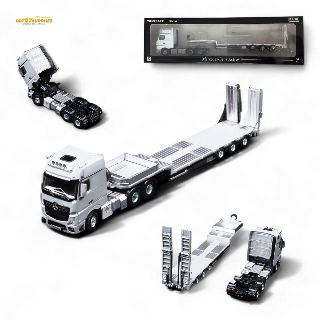TimeMicro & Perka BENZ FLATBED TRANSPORT VEHICLE - White 1:64