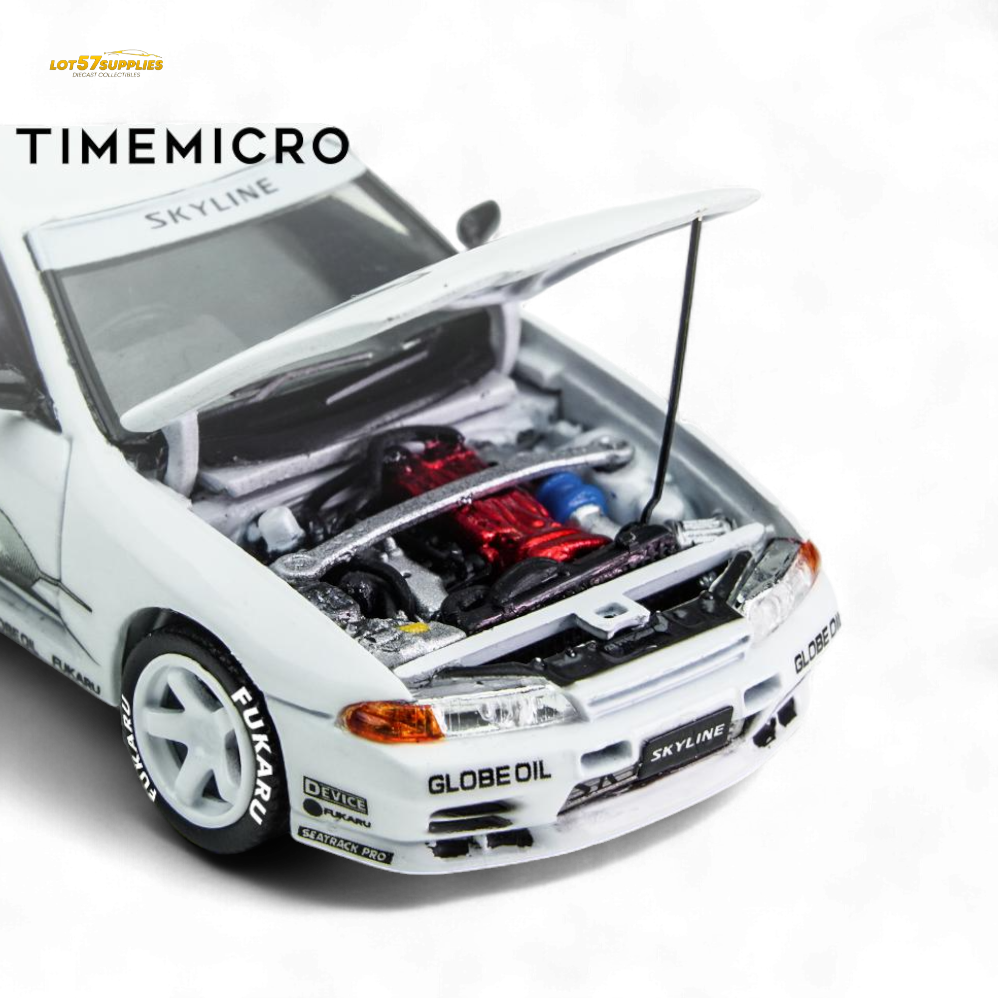 (Pre-Order) TimeMicro Skyline GT-R R32 Los Santos Drift - White 1:64