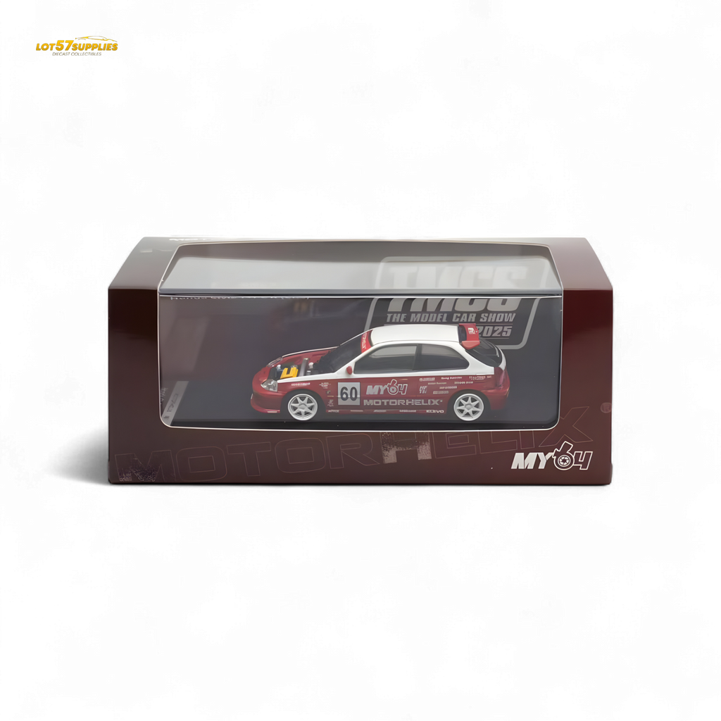 MOTORHELIX Honda Civic EK9 White Red 1:64