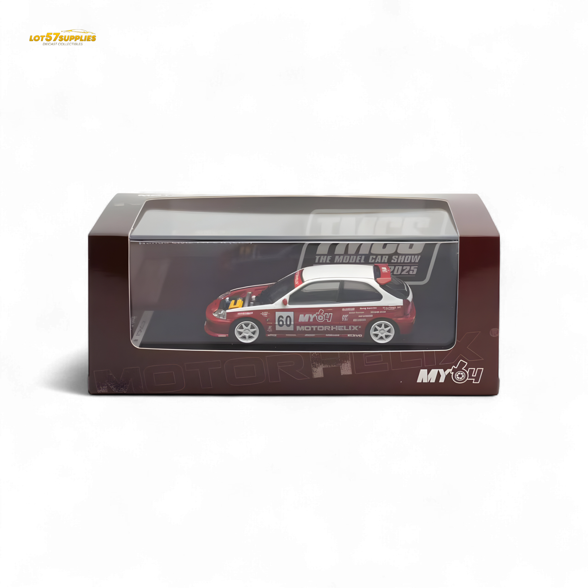MOTORHELIX Honda Civic EK9 White Red 1:64