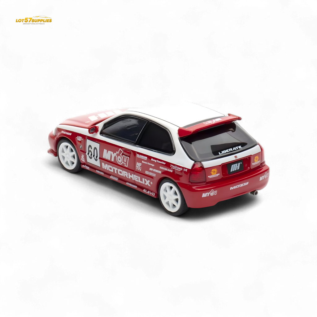 MOTORHELIX Honda Civic EK9 White Red 1:64