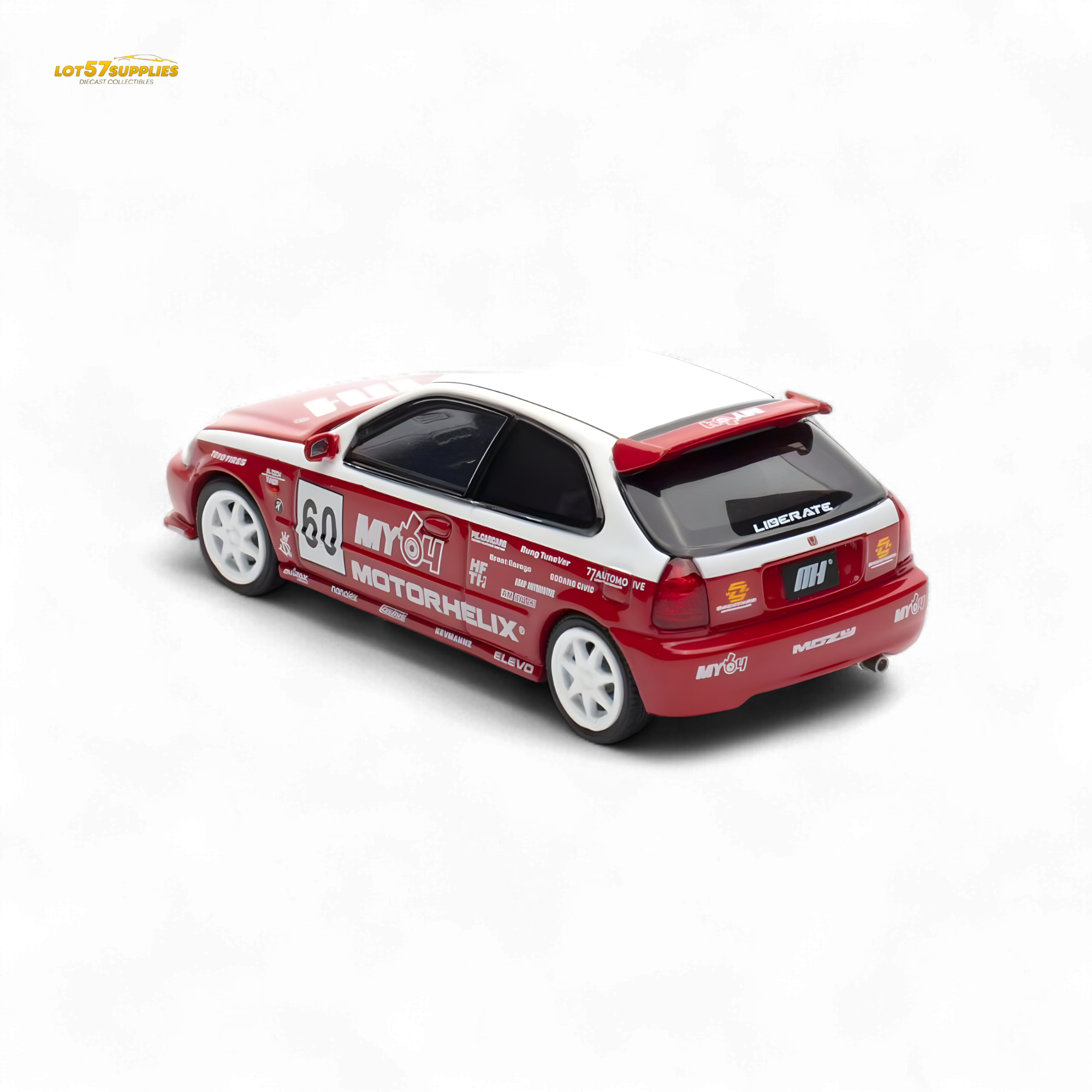 MOTORHELIX Honda Civic EK9 White Red 1:64