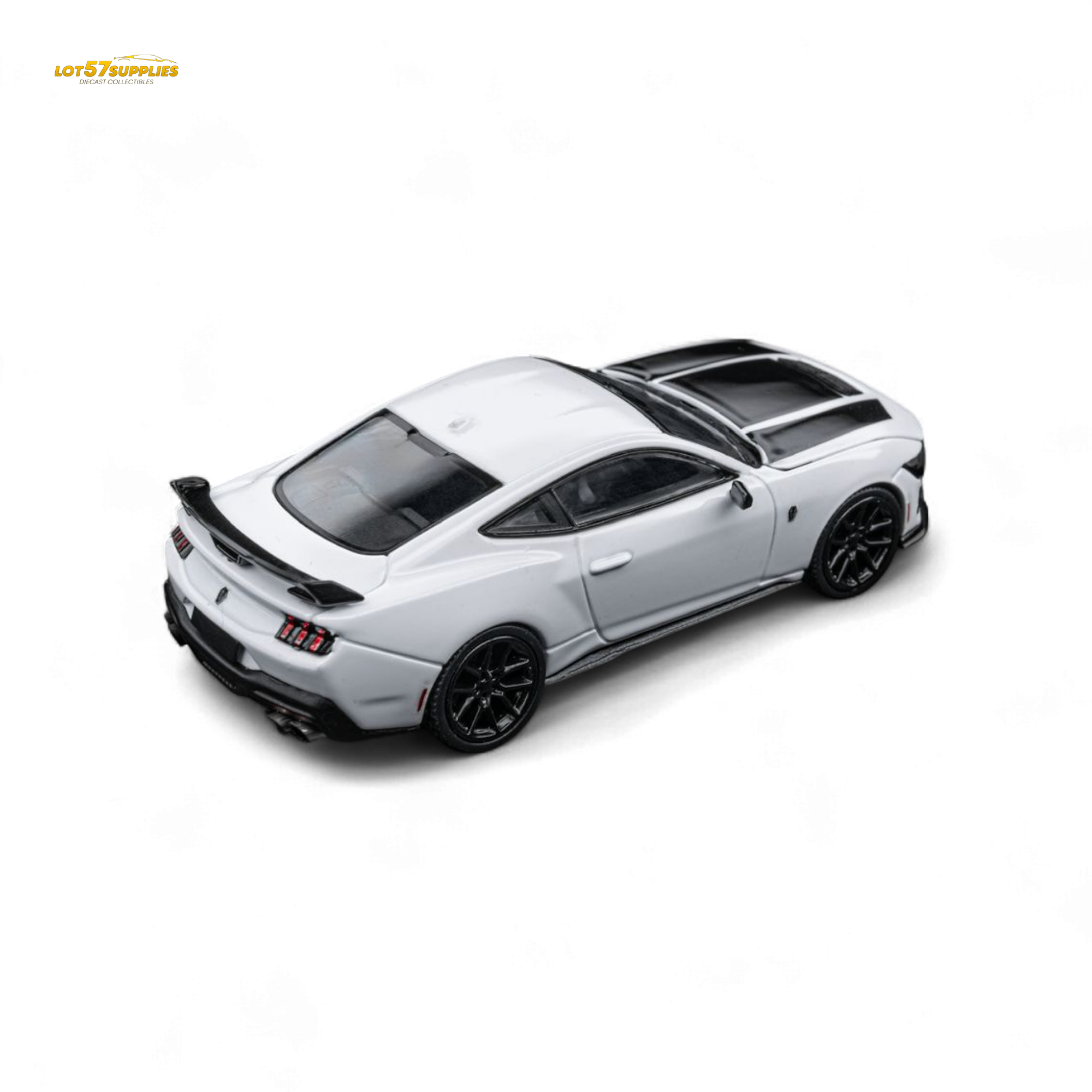 DCM Mustang Dark Horse - Crystal White - Black Wheels 1:64
