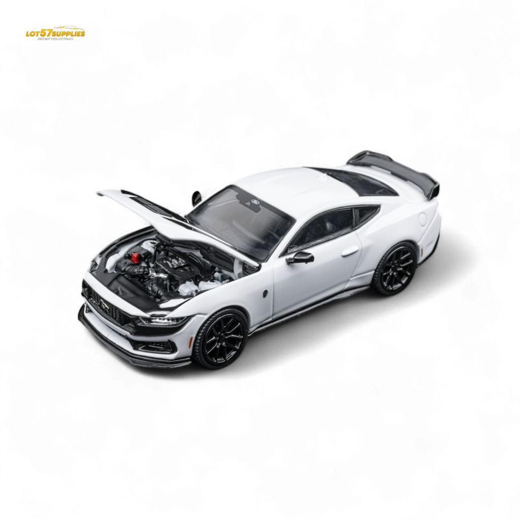 DCM Mustang Dark Horse - Crystal White - Black Wheels 1:64