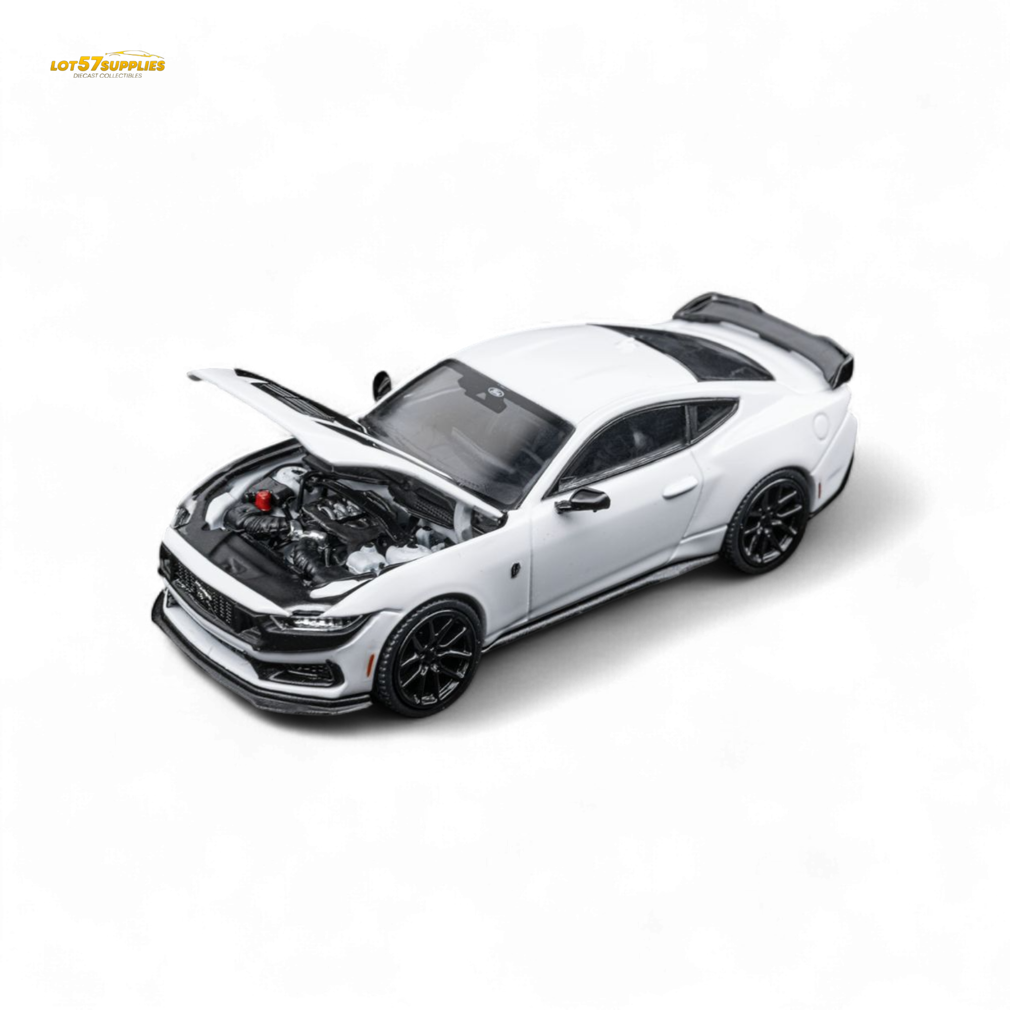 DCM Mustang Dark Horse - Crystal White - Black Wheels 1:64