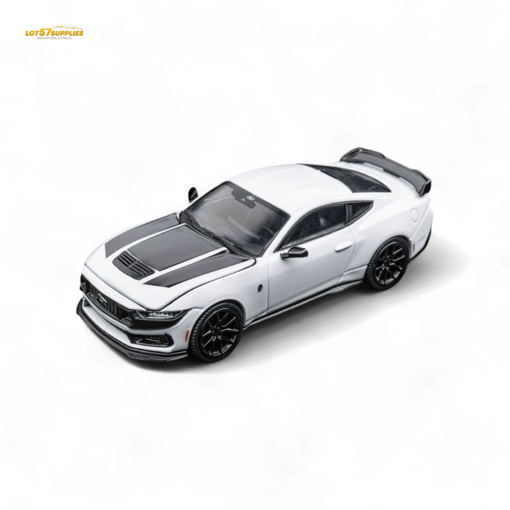 DCM Mustang Dark Horse - Crystal White - Black Wheels 1:64