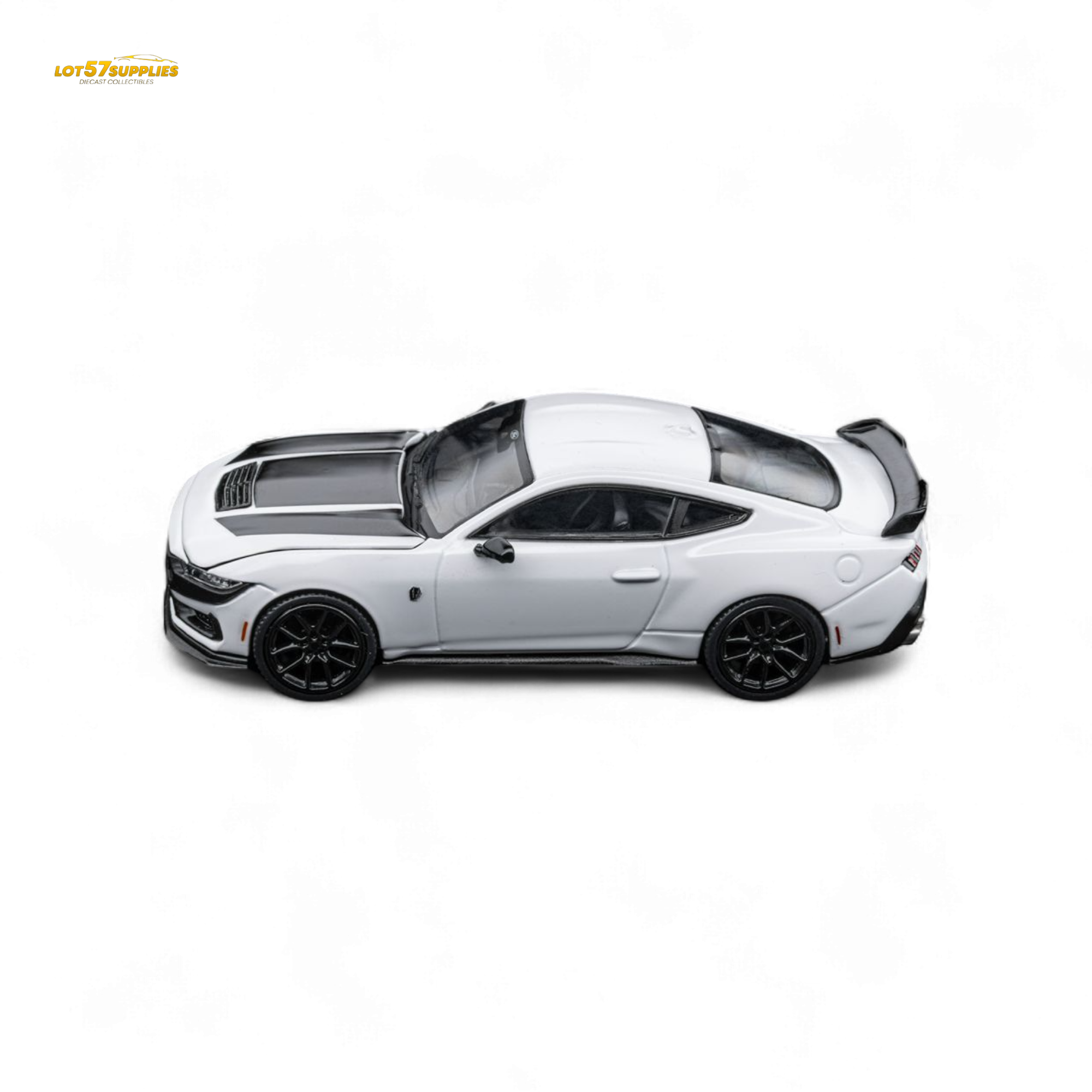 DCM Mustang Dark Horse - Crystal White - Black Wheels 1:64