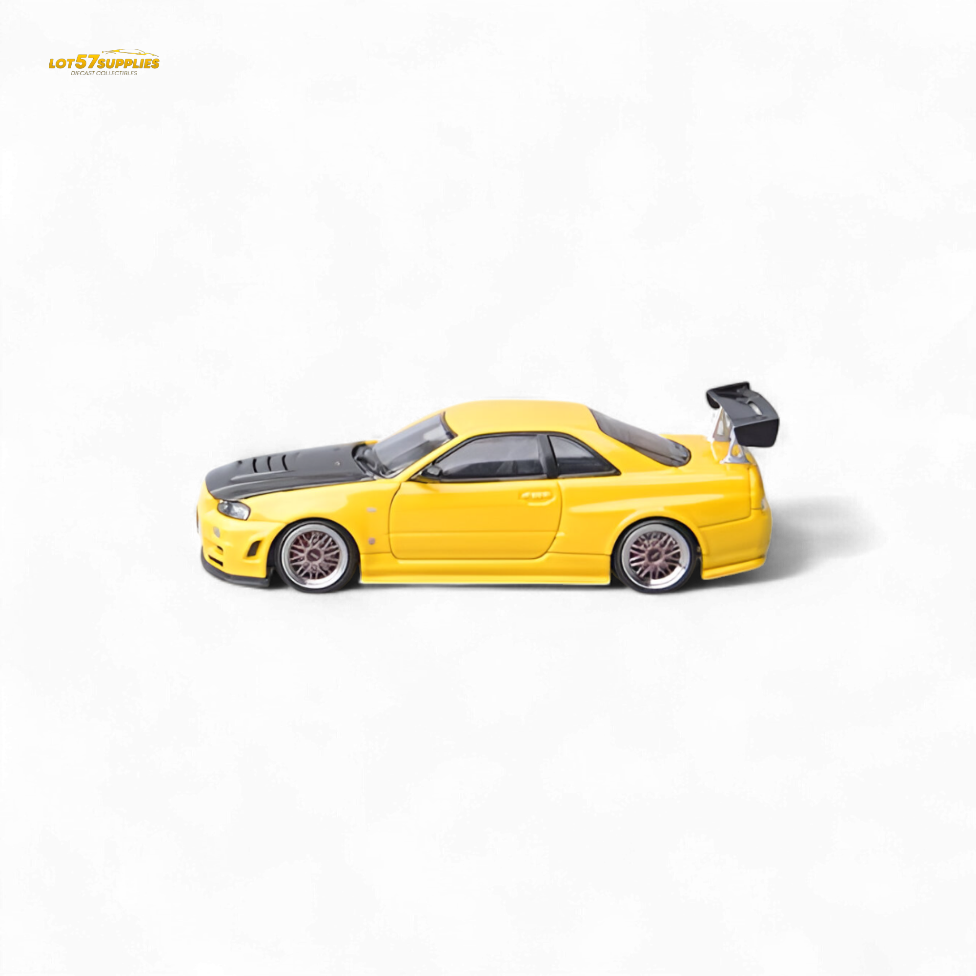 Focal Horizon Nissan Skyline GT-R R34 Z-Tune Carbon-Hood Version Yellow 1:64