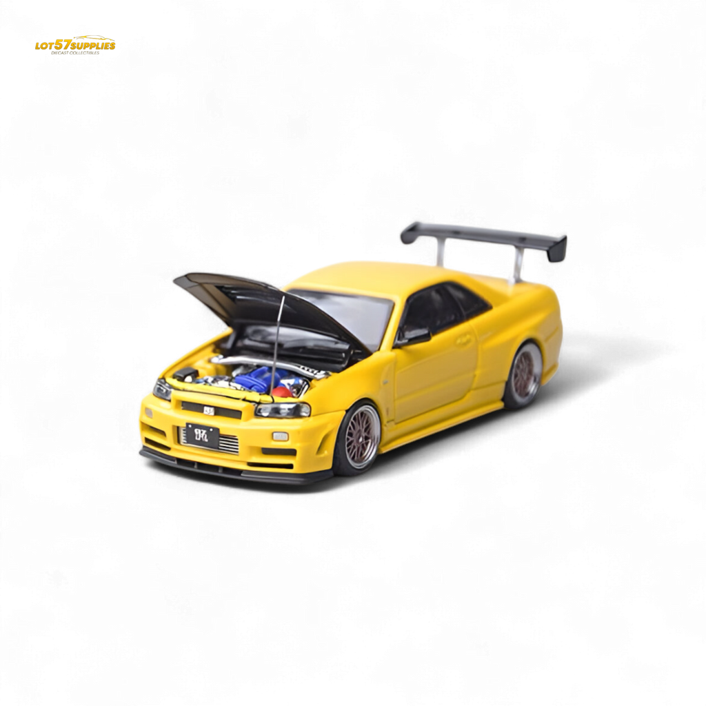 Focal Horizon Nissan Skyline GT-R R34 Z-Tune Carbon-Hood Version Yellow 1:64
