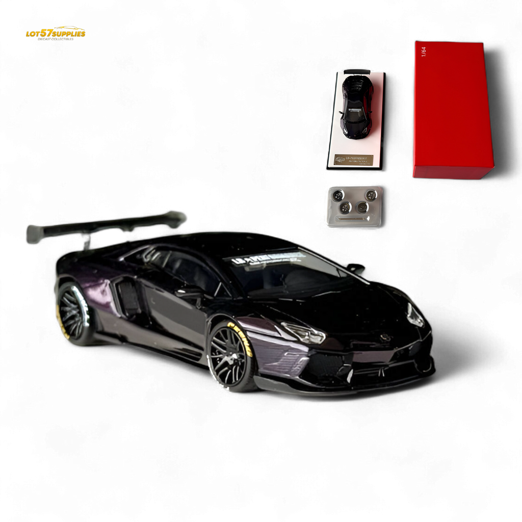 King Model Lamborghini Aventador LP700-4 Purple Carbon Fiber 1:64