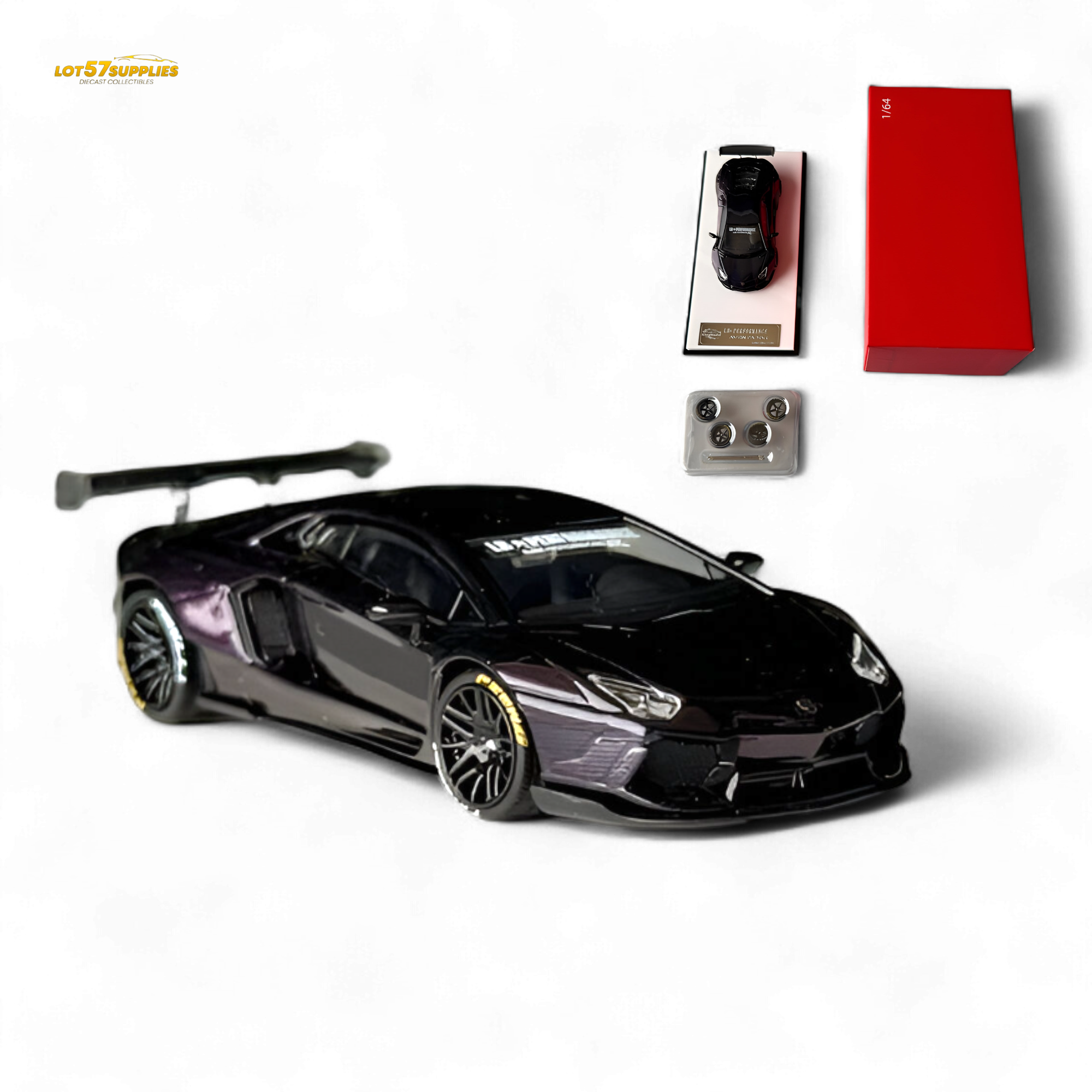 King Model Lamborghini Aventador LP700-4 Purple Carbon Fiber 1:64