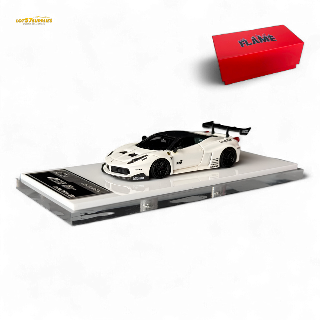 Flame Ferrari 458 GT LB Wide-Body - White 1:64 Resin