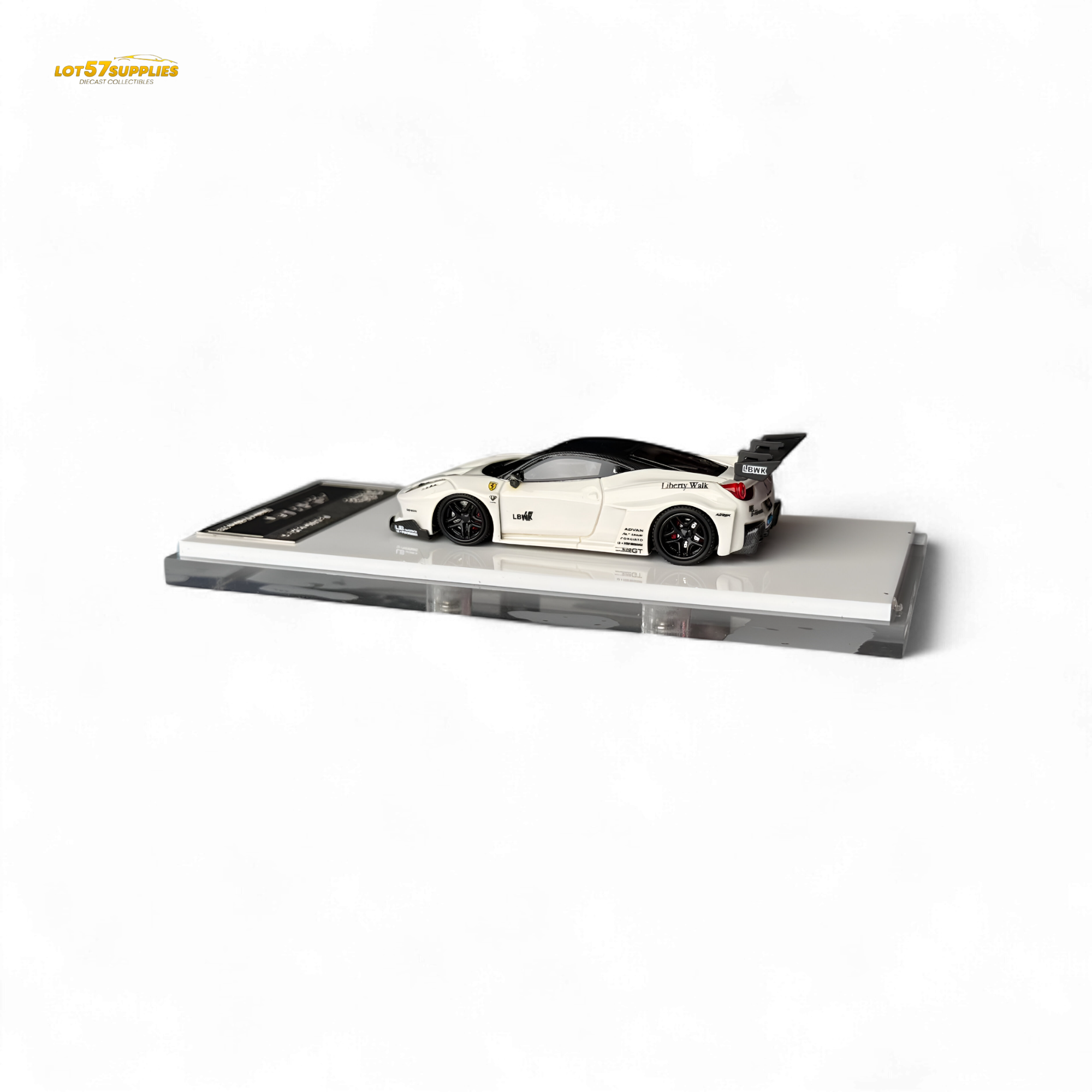 Flame Ferrari 458 GT LB Wide-Body - White 1:64 Resin
