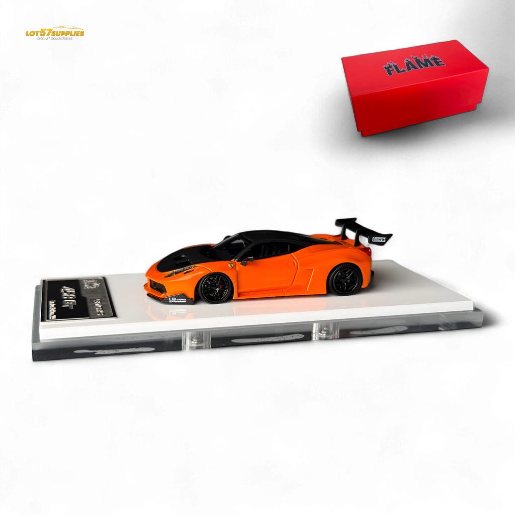 Flame Ferrari 458 LB Wide-Body Pearl Orange 1:64