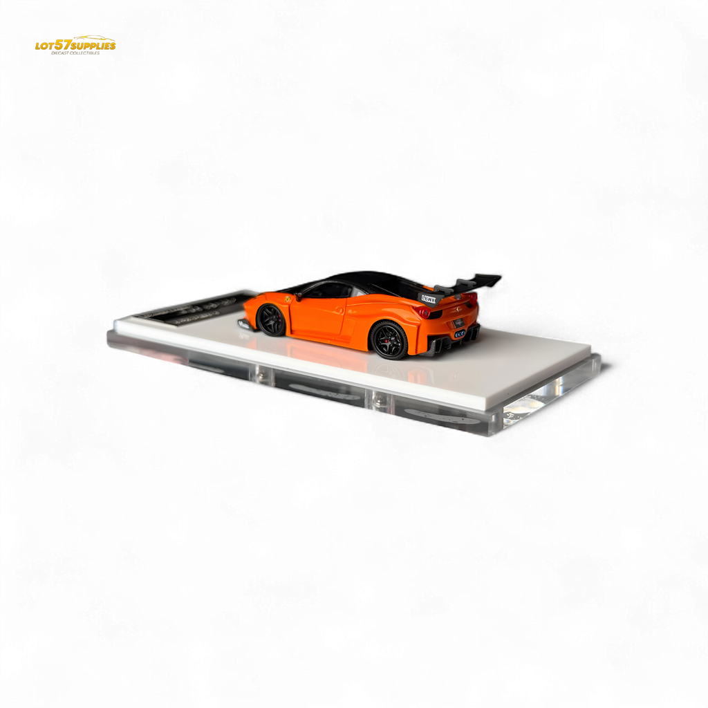Flame Ferrari 458 LB Wide-Body Pearl Orange 1:64