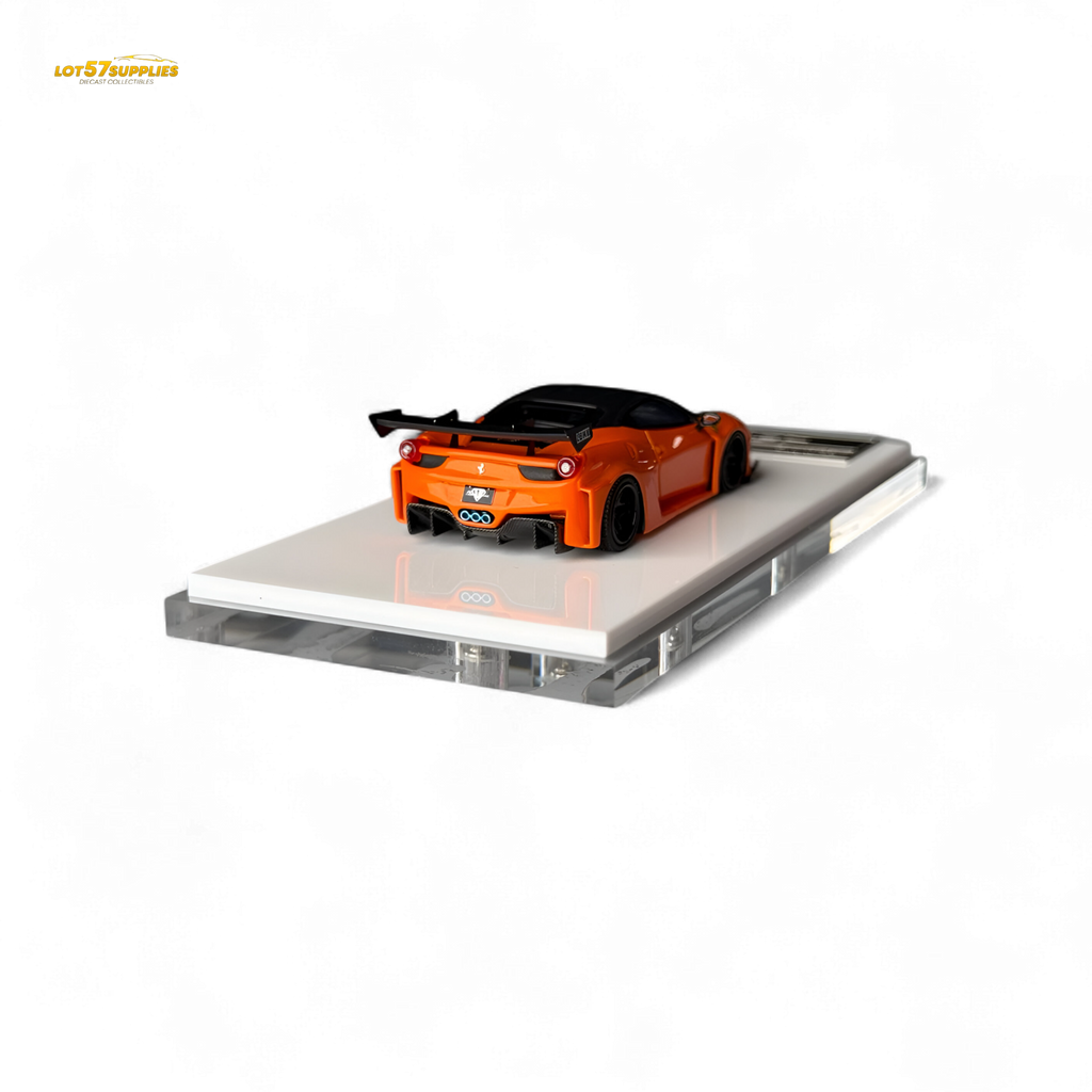 Flame Ferrari 458 LB Wide-Body Pearl Orange 1:64