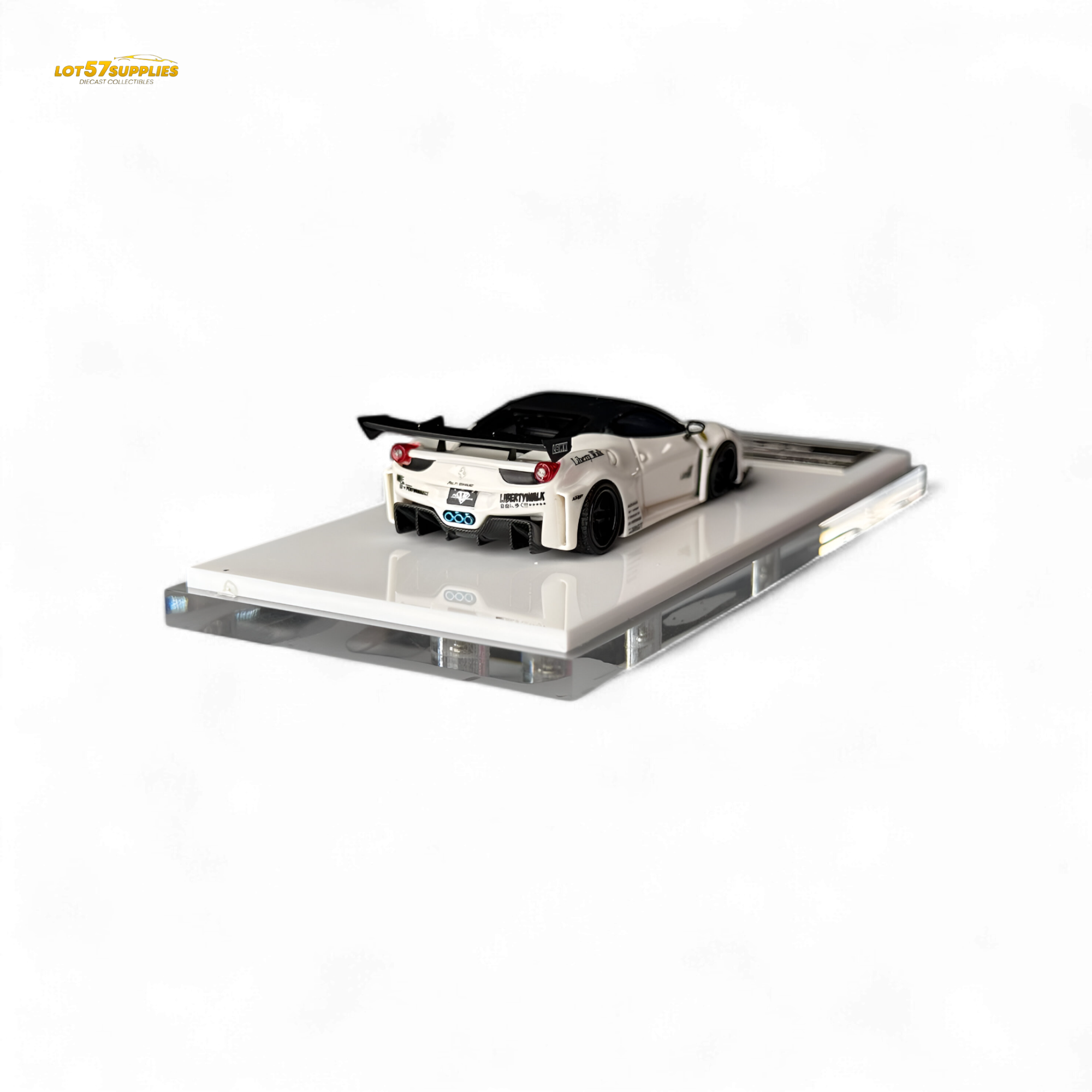 Flame Ferrari 458 GT LB Wide-Body - White 1:64 Resin