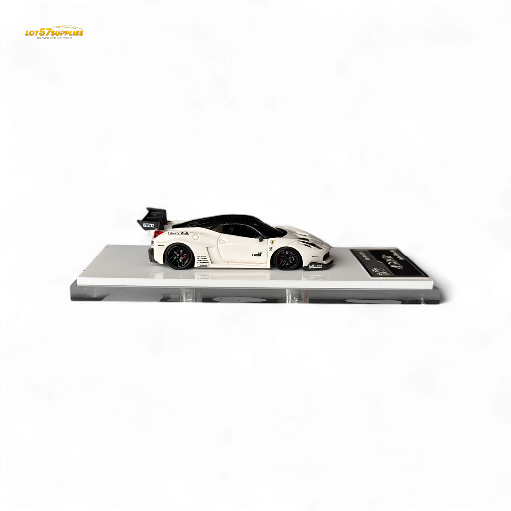 Flame Ferrari 458 GT LB Wide-Body - White 1:64 Resin