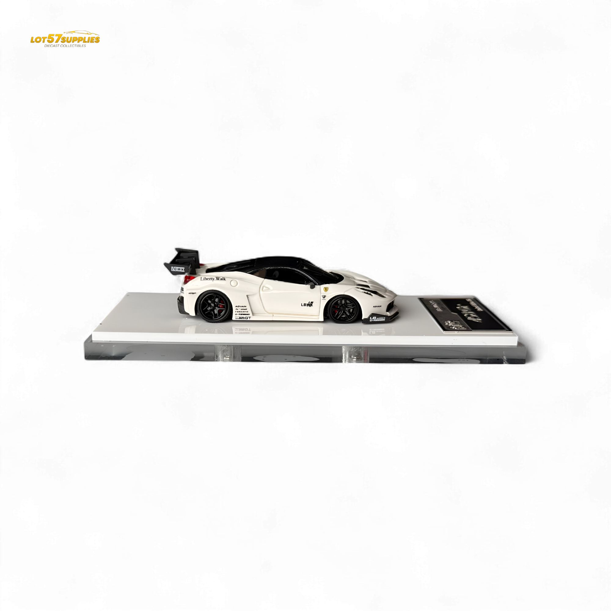 Flame Ferrari 458 GT LB Wide-Body - White 1:64 Resin