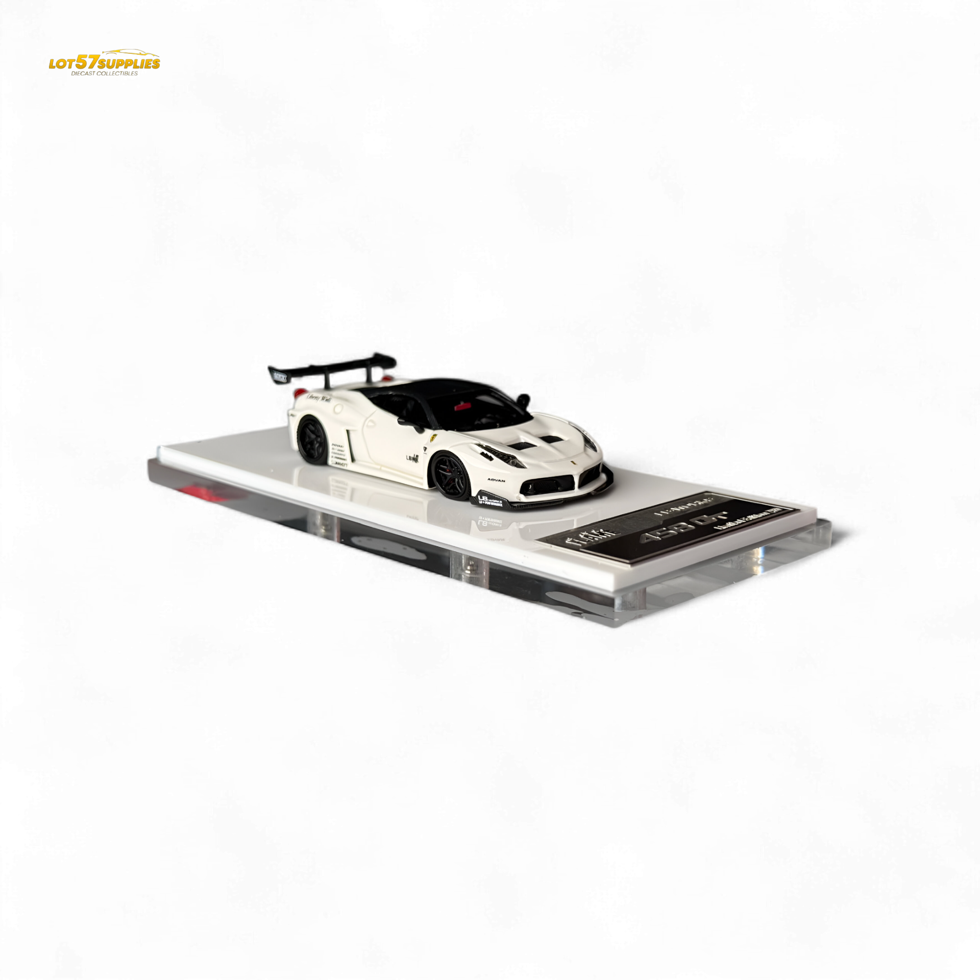 Flame Ferrari 458 GT LB Wide-Body - White 1:64 Resin