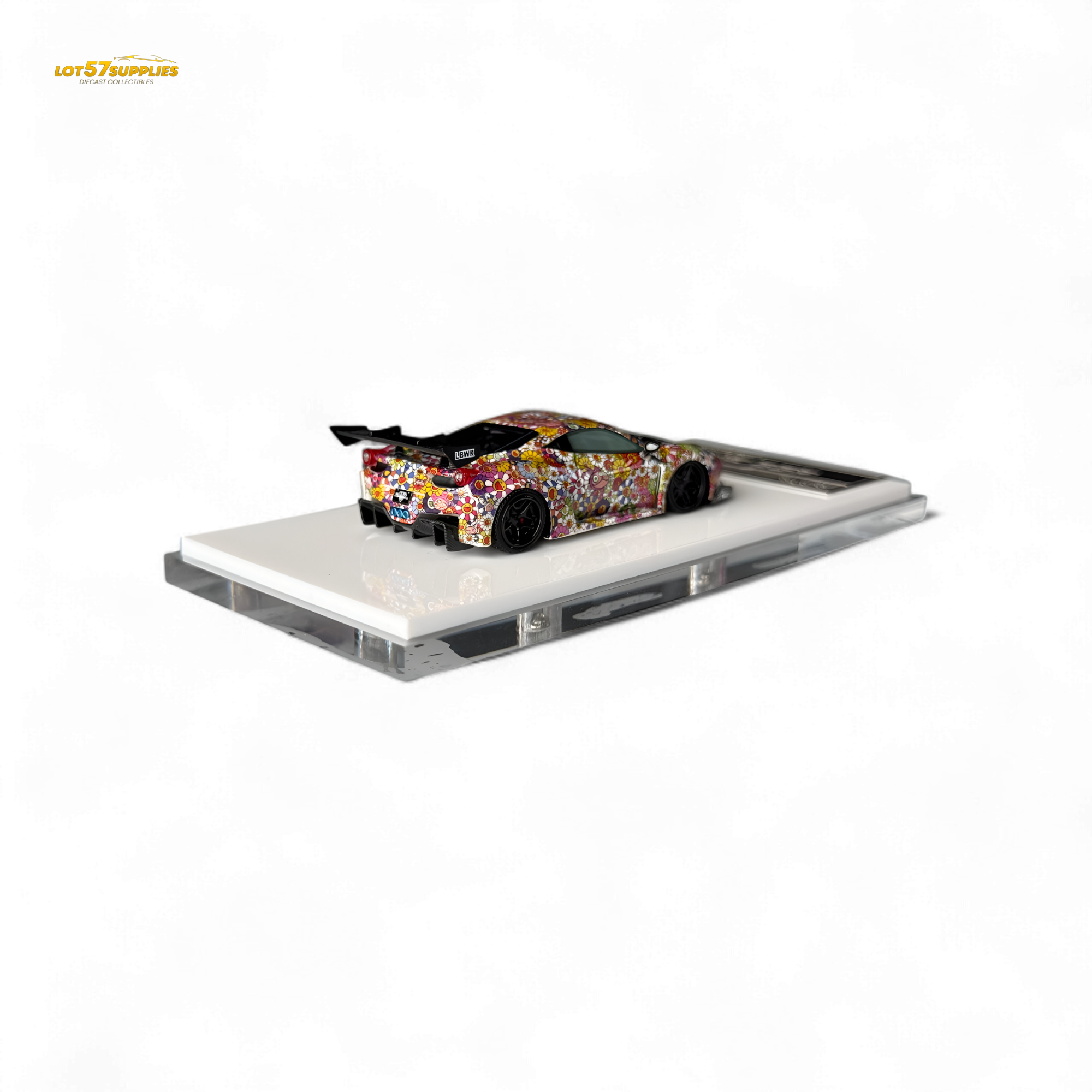 Flame Ferrari 458 GT LB Wide-Body - Takashi Murakami Flower Livery - Glows in dark 1:64 Resin