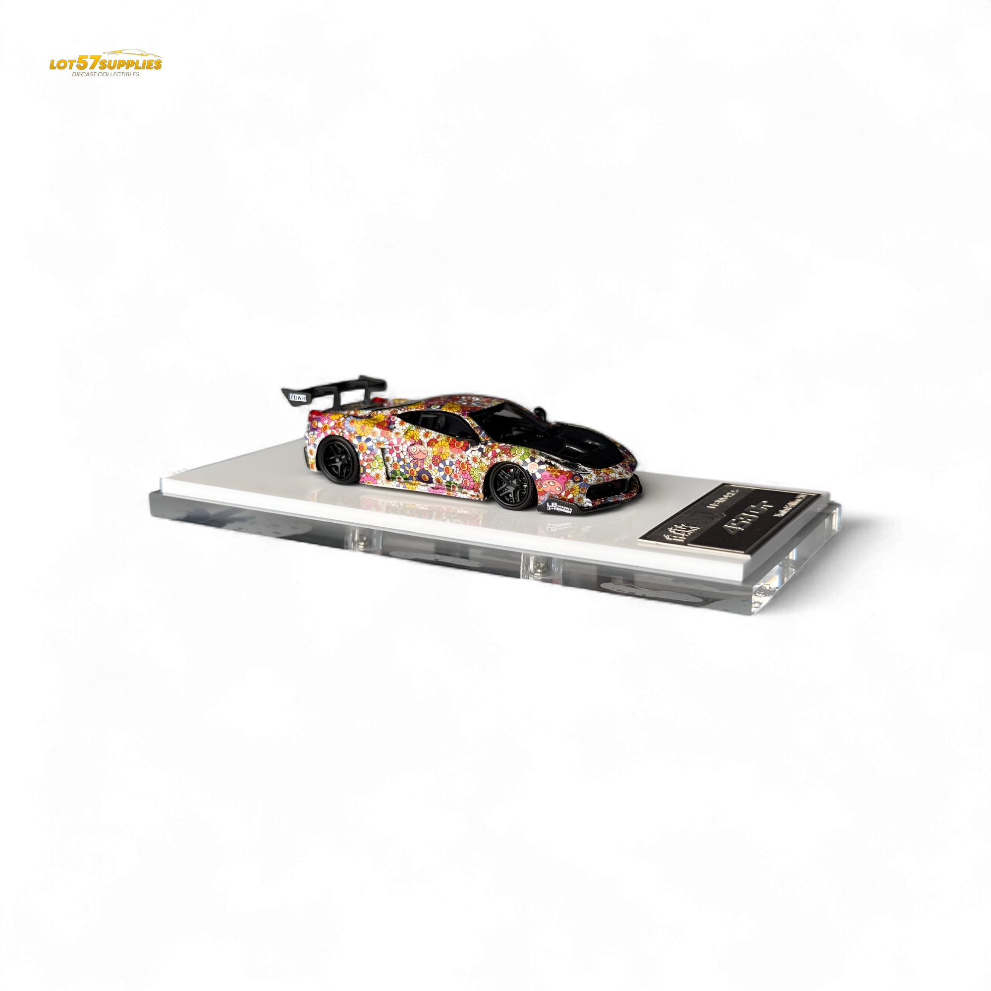 Flame Ferrari 458 GT LB Wide-Body - Takashi Murakami Flower Livery - Glows in dark 1:64 Resin