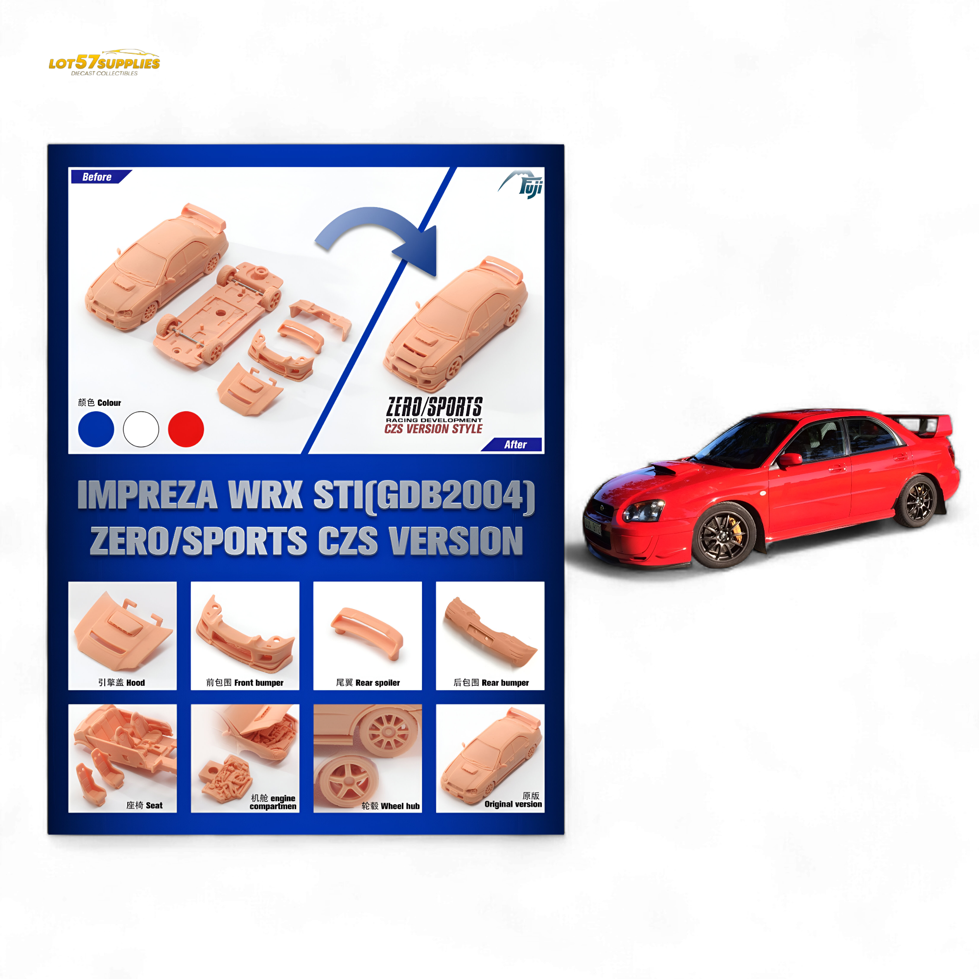 (Pre-Order) Fuji Impreza WRX STi Red 1:64